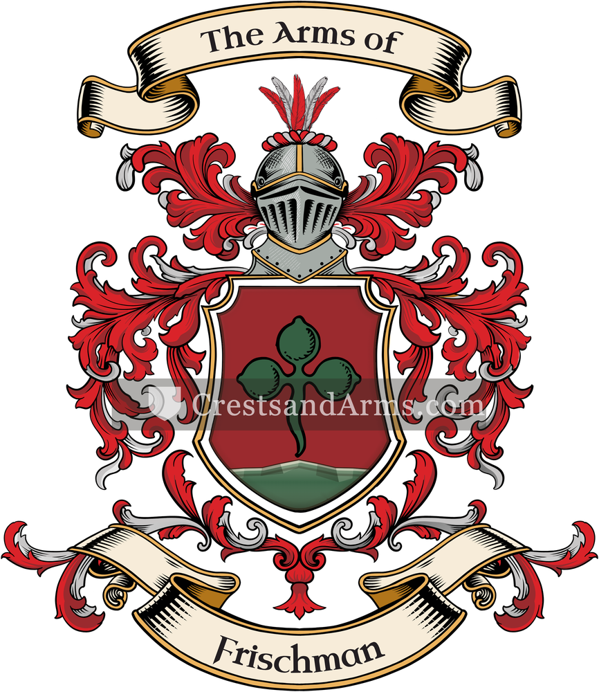 The Frischman coat of arms, drawn from the recorded blazon