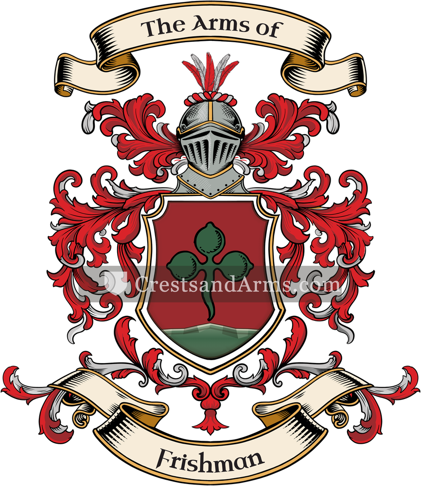 The Frishman coat of arms, drawn from the recorded blazon