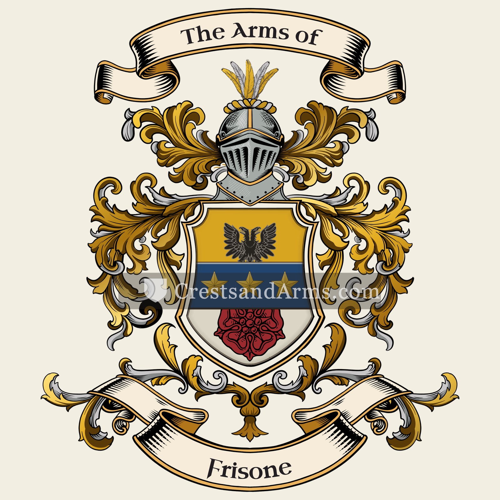 The Frisone coat of arms, drawn from the recorded blazon