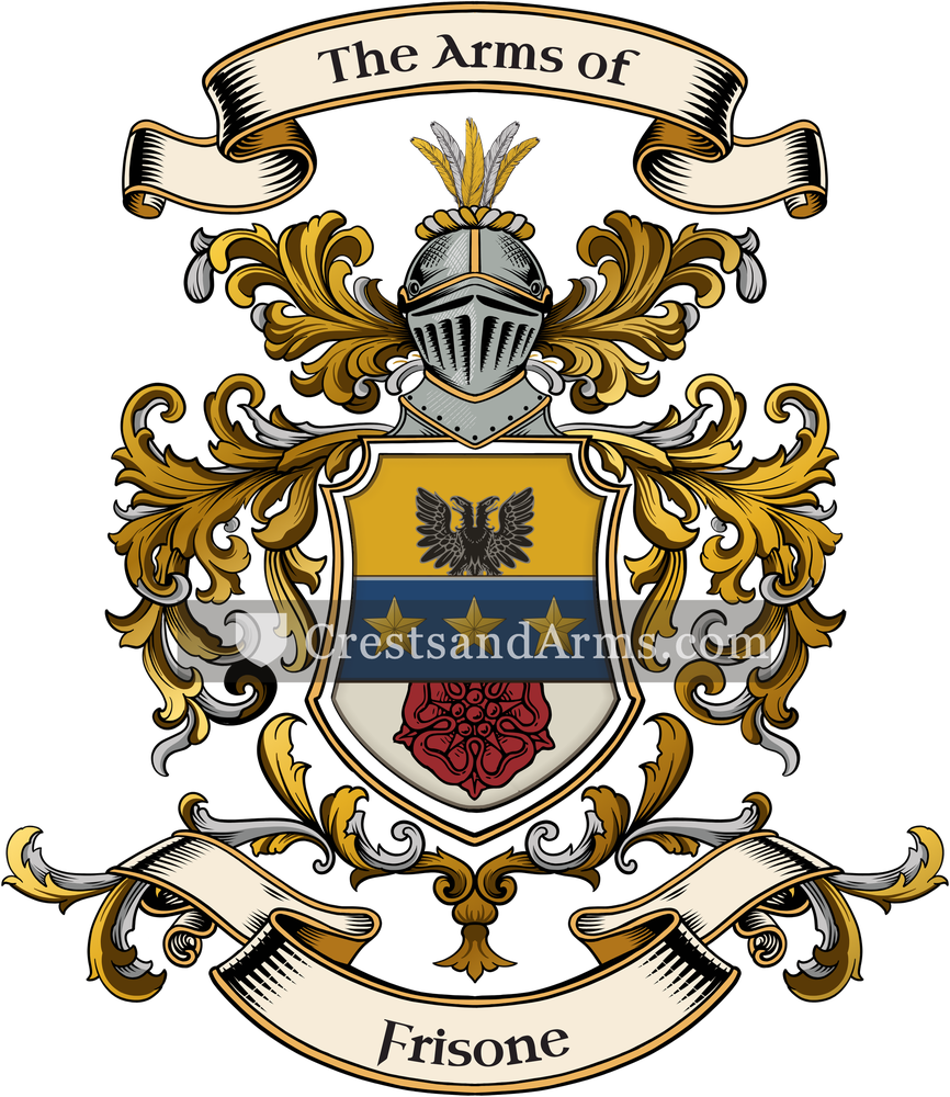 The Frisone coat of arms, drawn from the recorded blazon