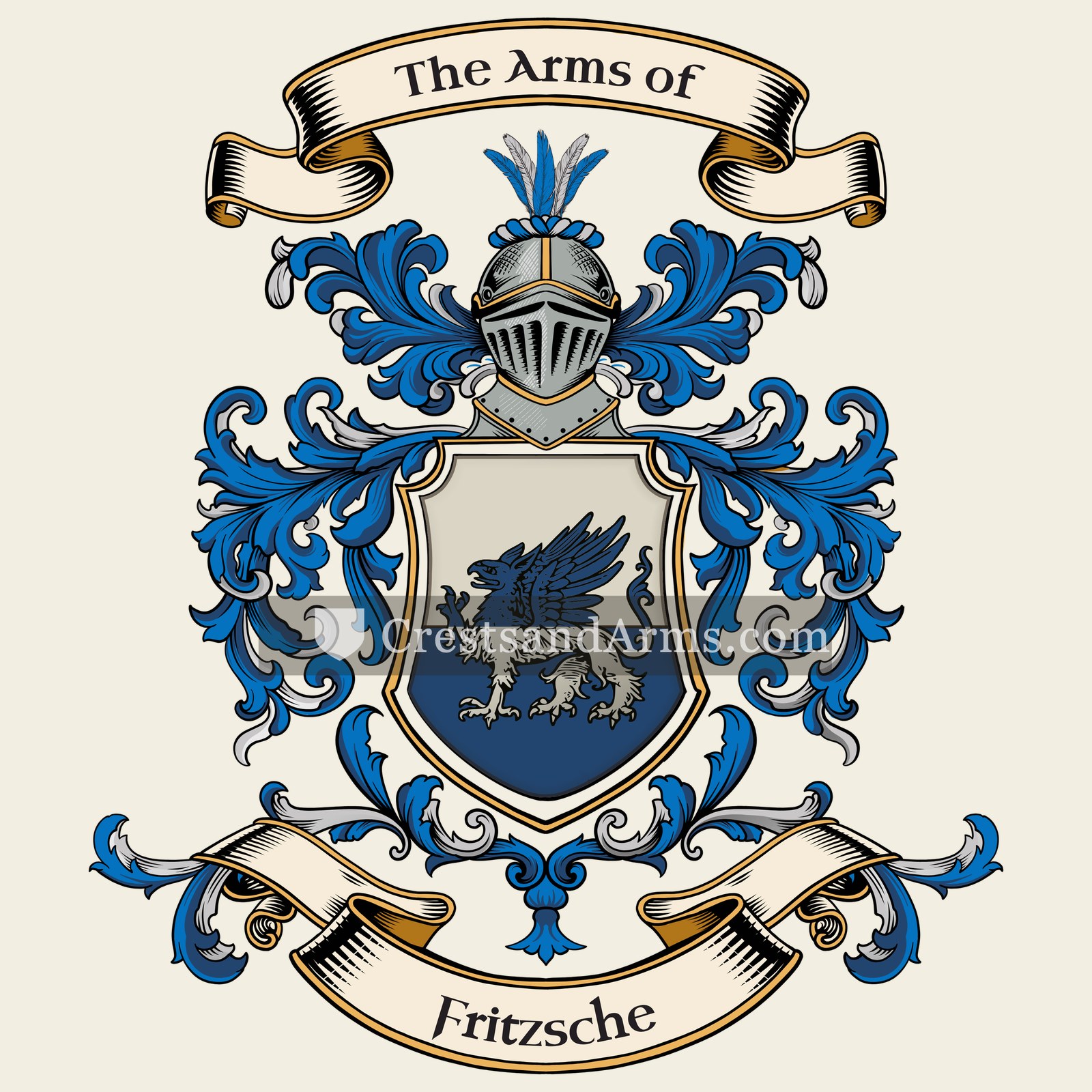 The Fritzsche coat of arms, drawn from the recorded blazon