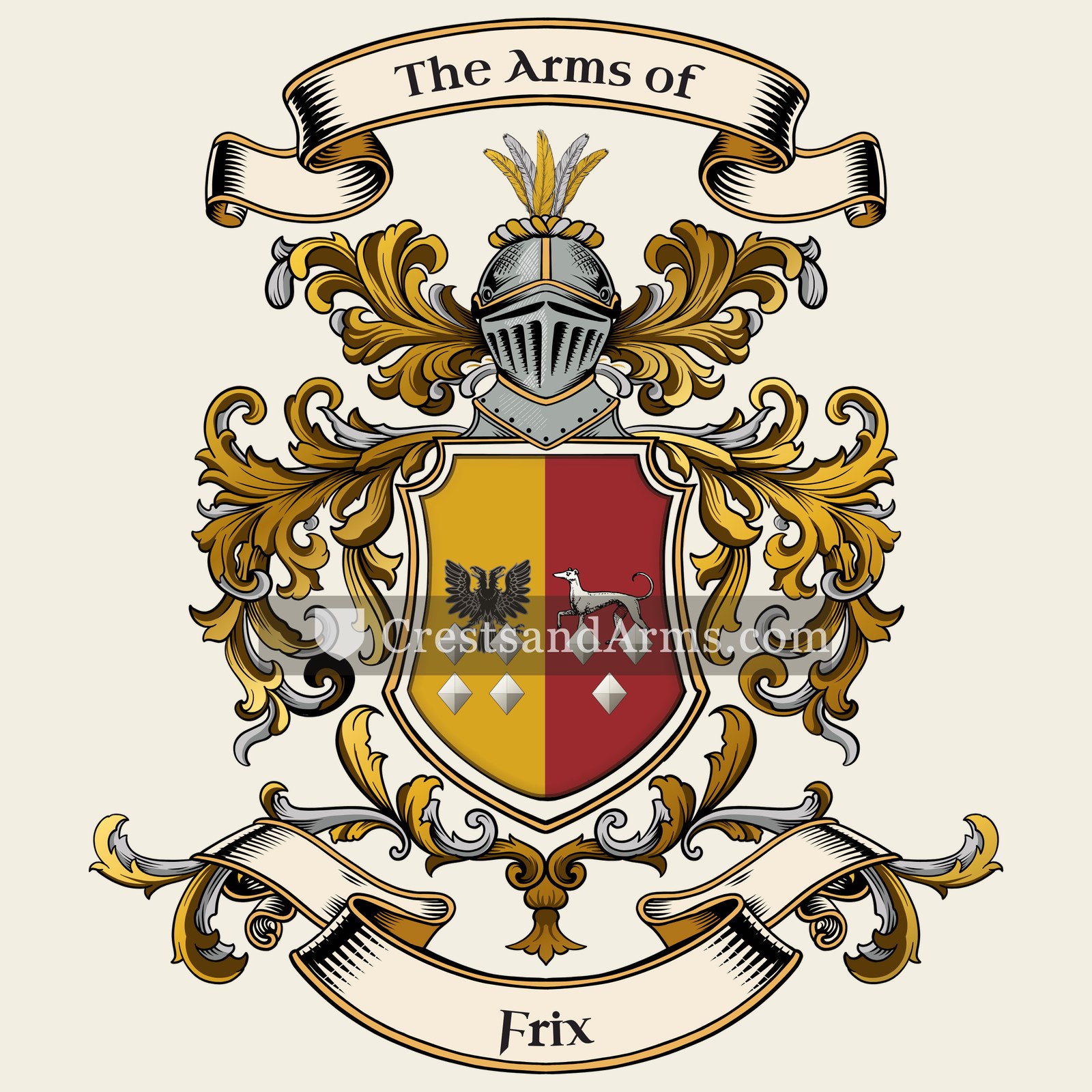 The Frix coat of arms, drawn from the recorded blazon