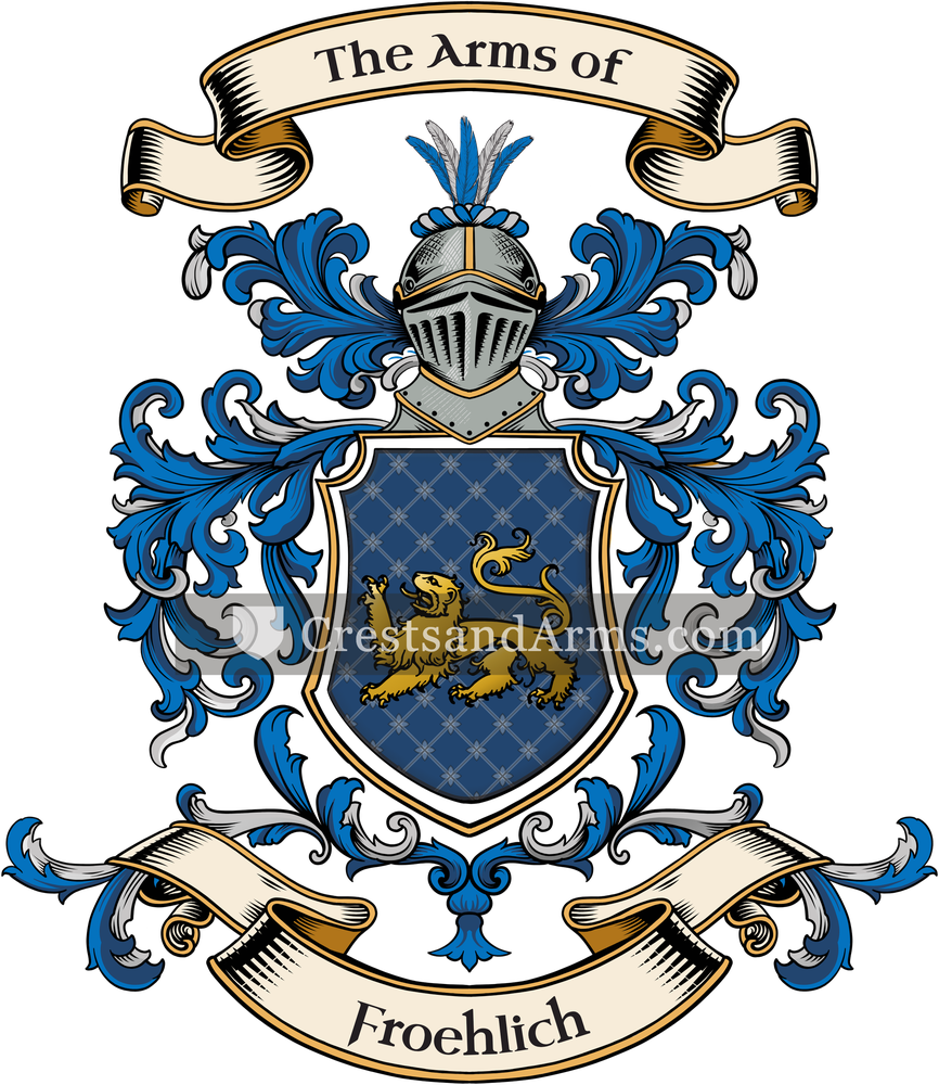 The Froehlich coat of arms, drawn from the recorded blazon