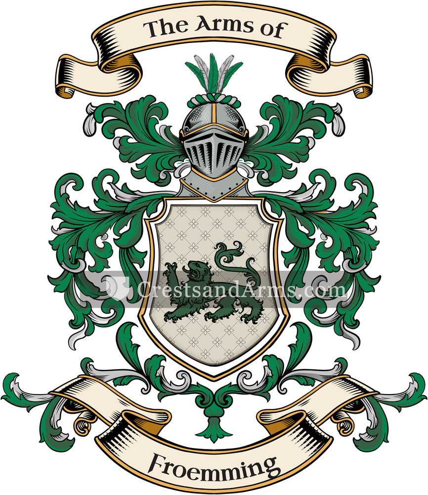 The Froemming coat of arms, drawn from the recorded blazon