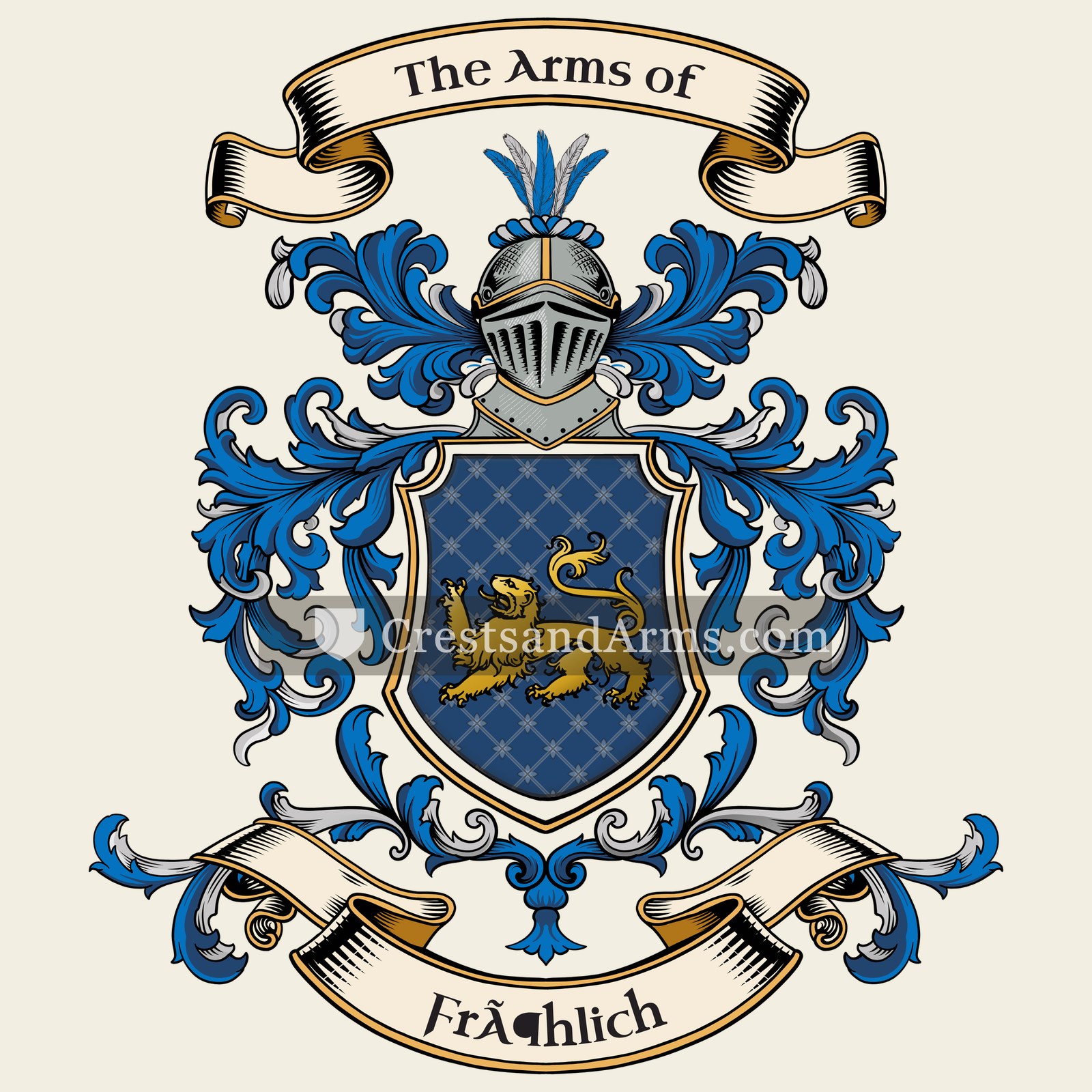 The Fröhlich coat of arms, drawn from the recorded blazon