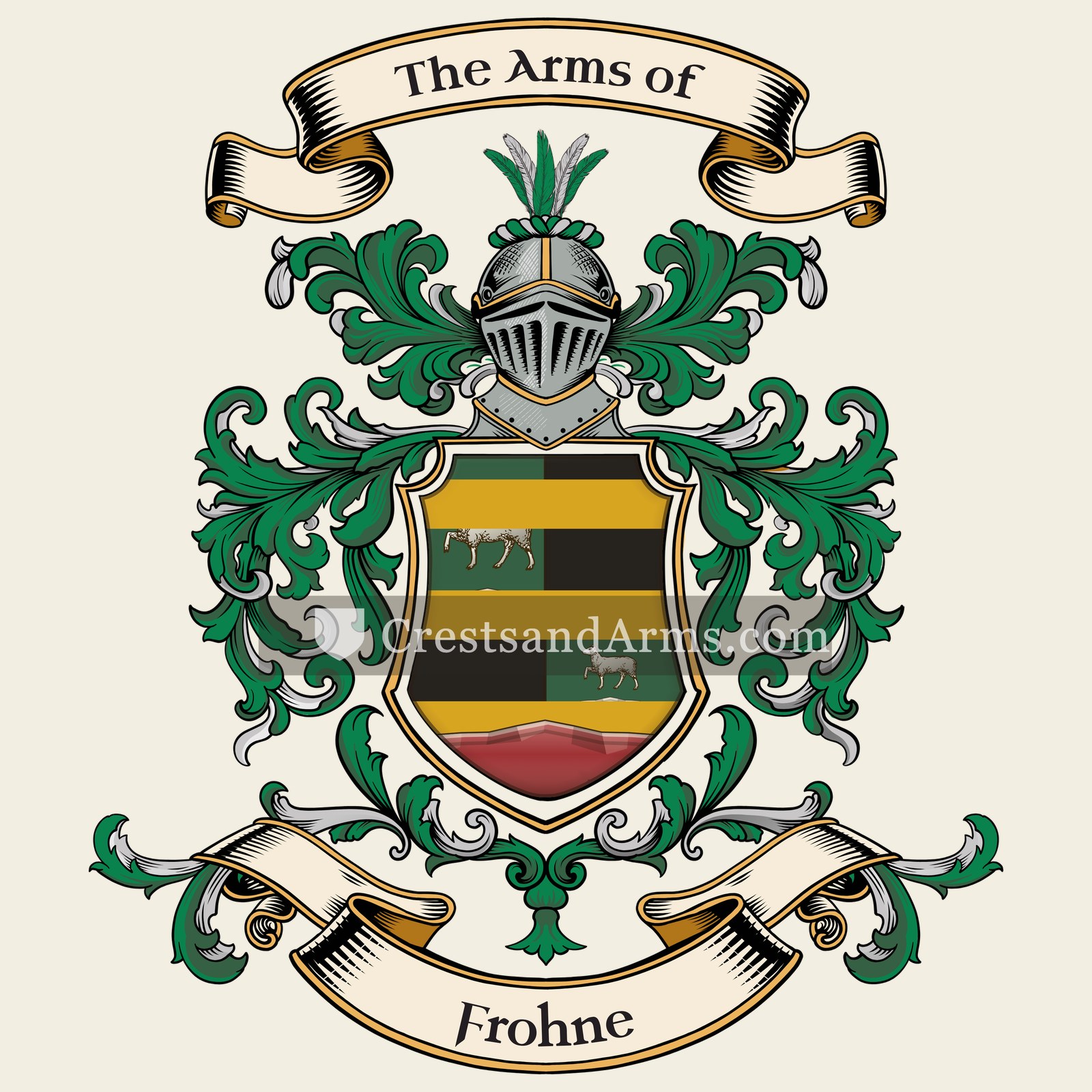 The Frohne coat of arms, drawn from the recorded blazon