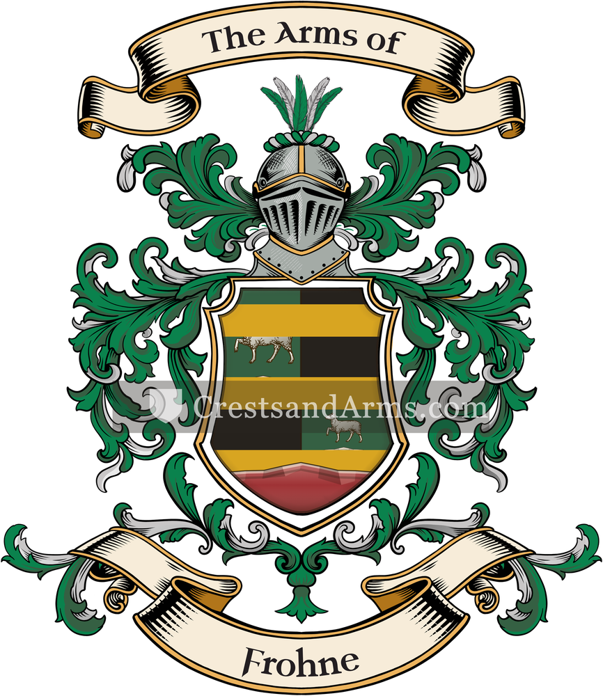 The Frohne coat of arms, drawn from the recorded blazon