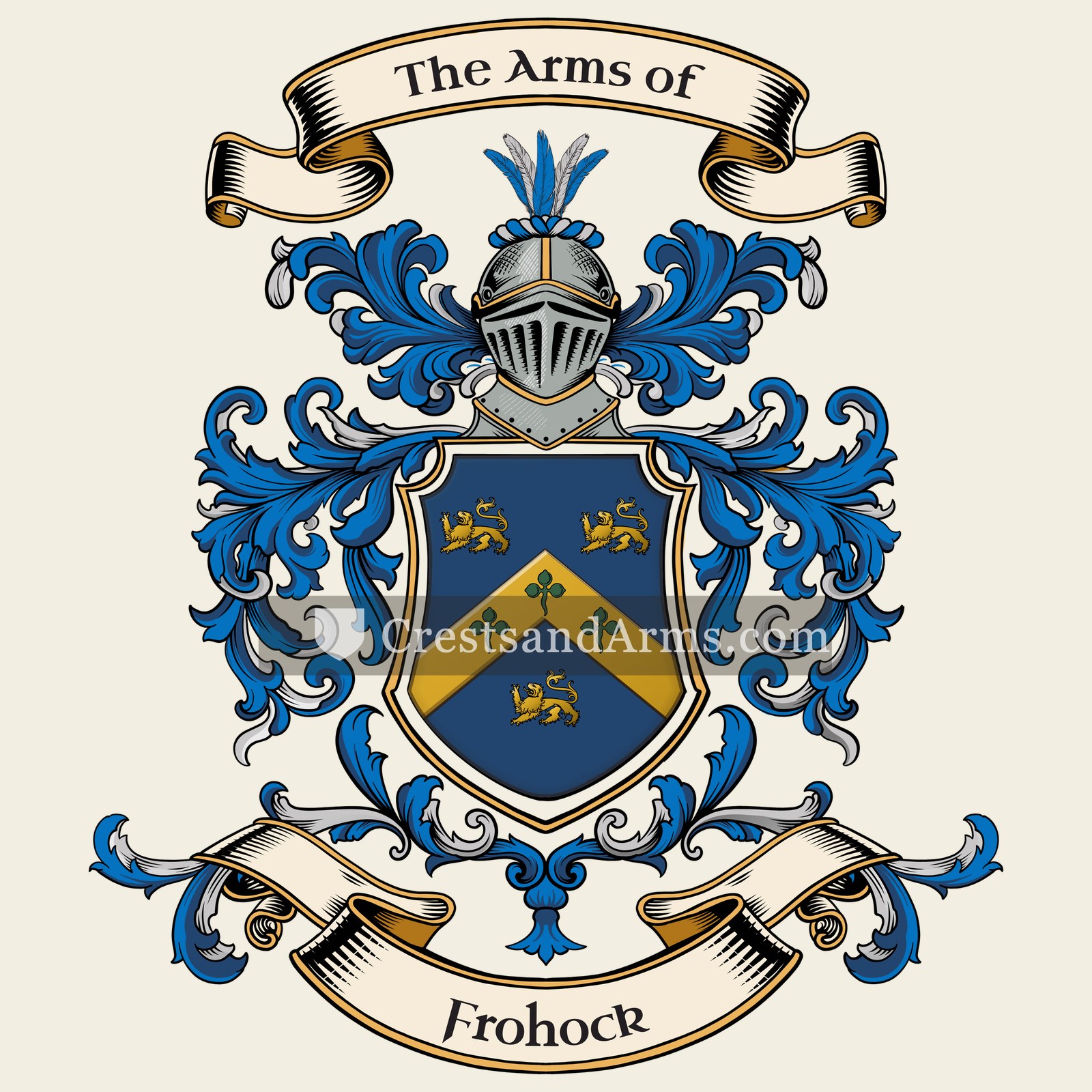 The Frohock coat of arms, drawn from the recorded blazon