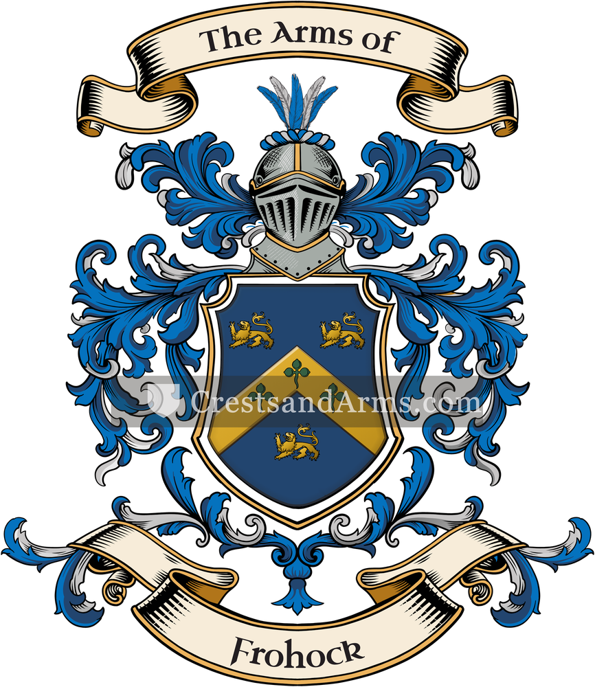 The Frohock coat of arms, drawn from the recorded blazon
