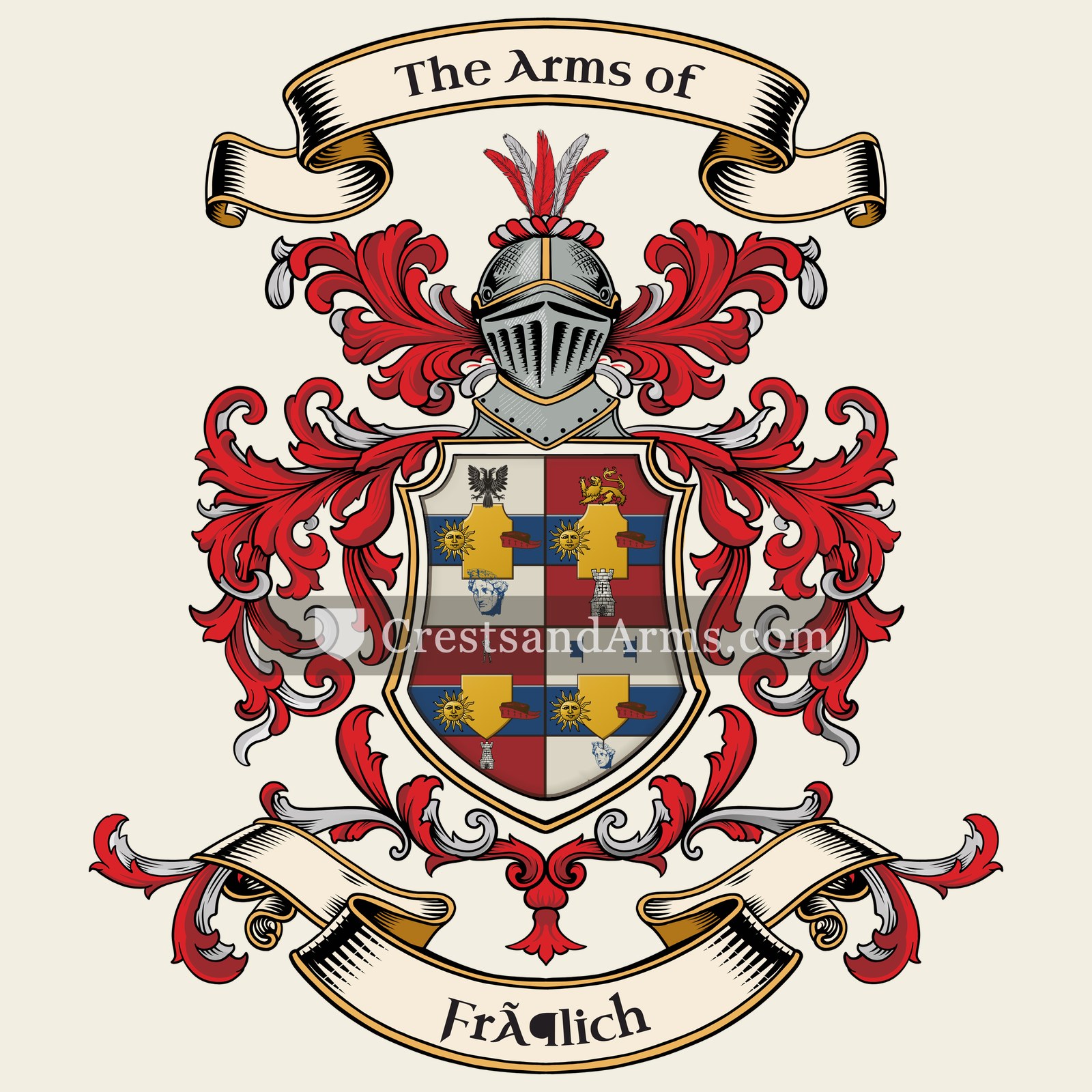 The Frölich coat of arms, drawn from the recorded blazon
