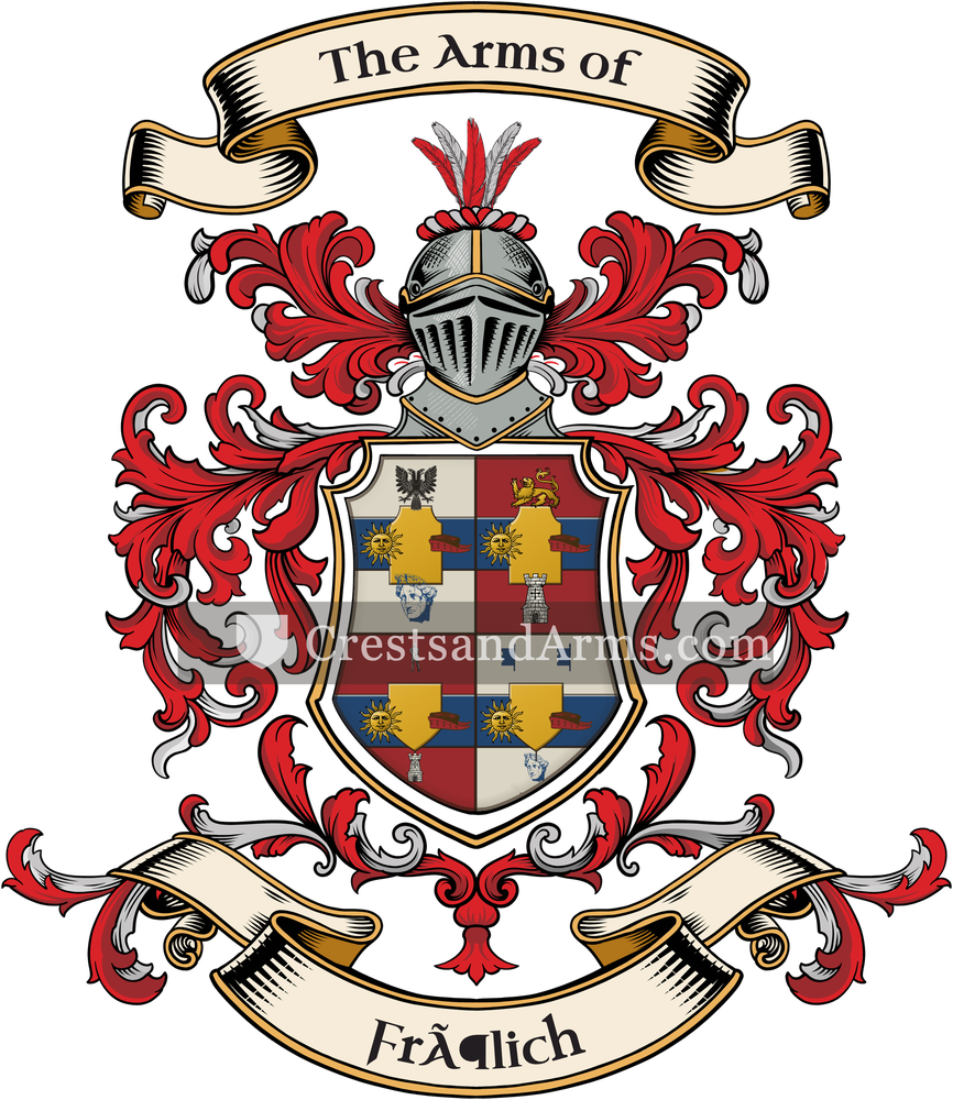 The Frölich coat of arms, drawn from the recorded blazon
