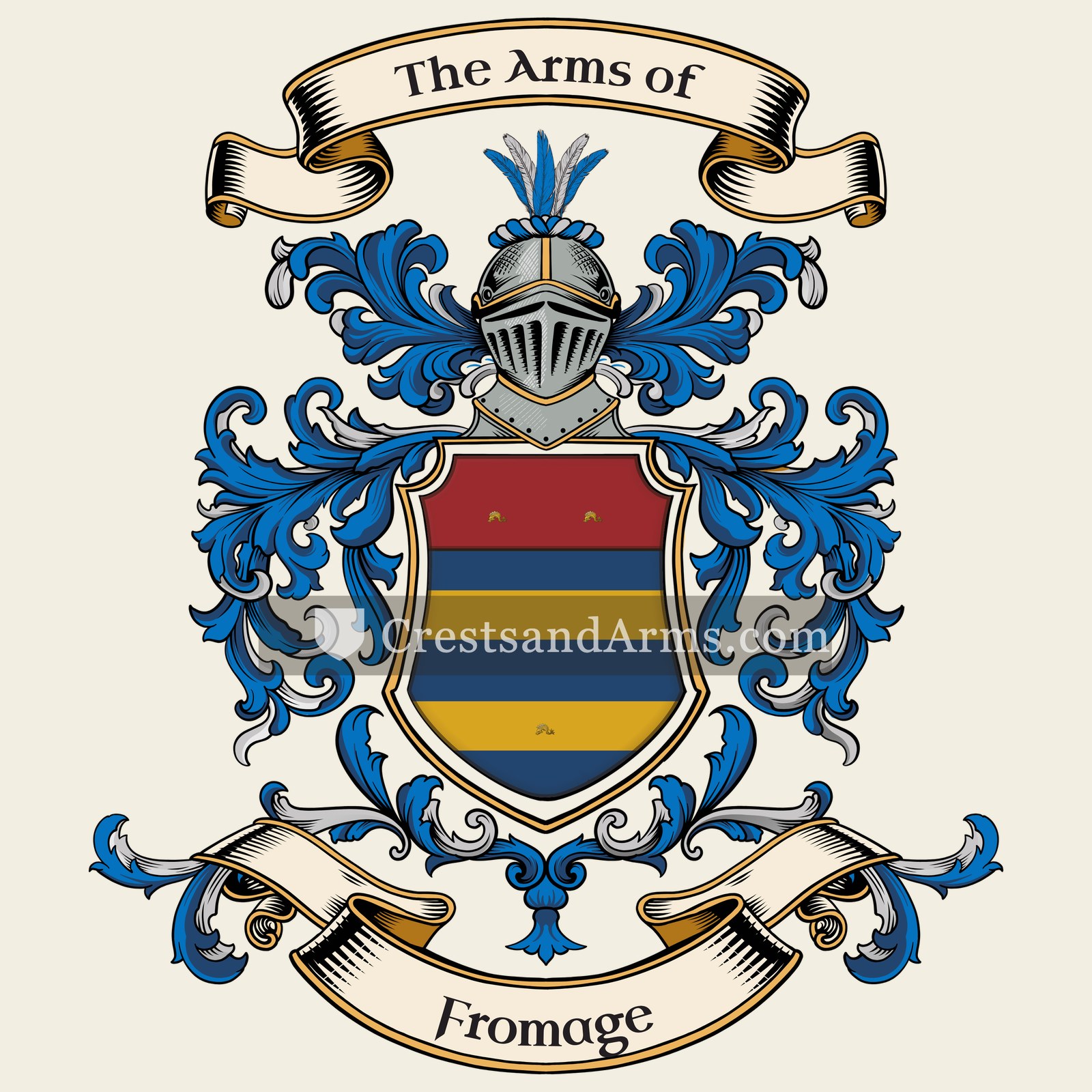 The Fromage coat of arms, drawn from the recorded blazon