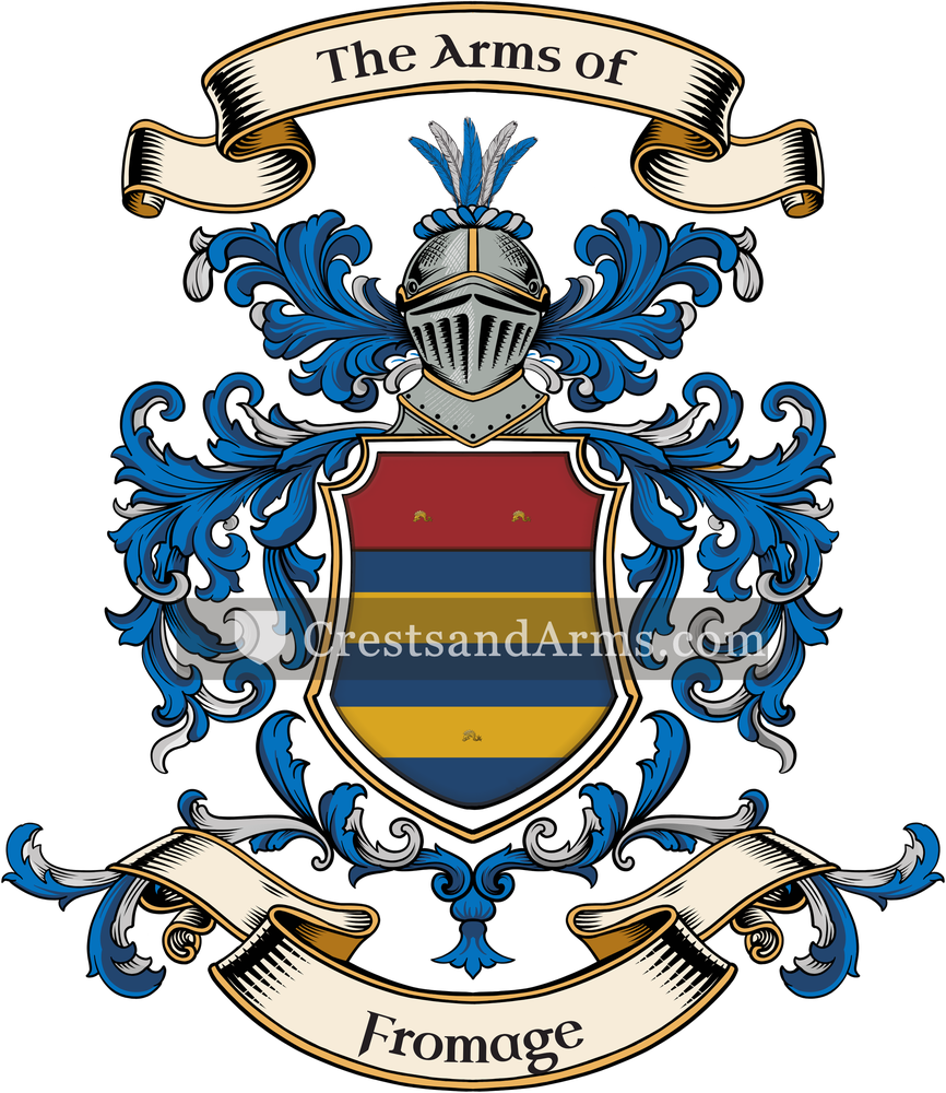 The Fromage coat of arms, drawn from the recorded blazon