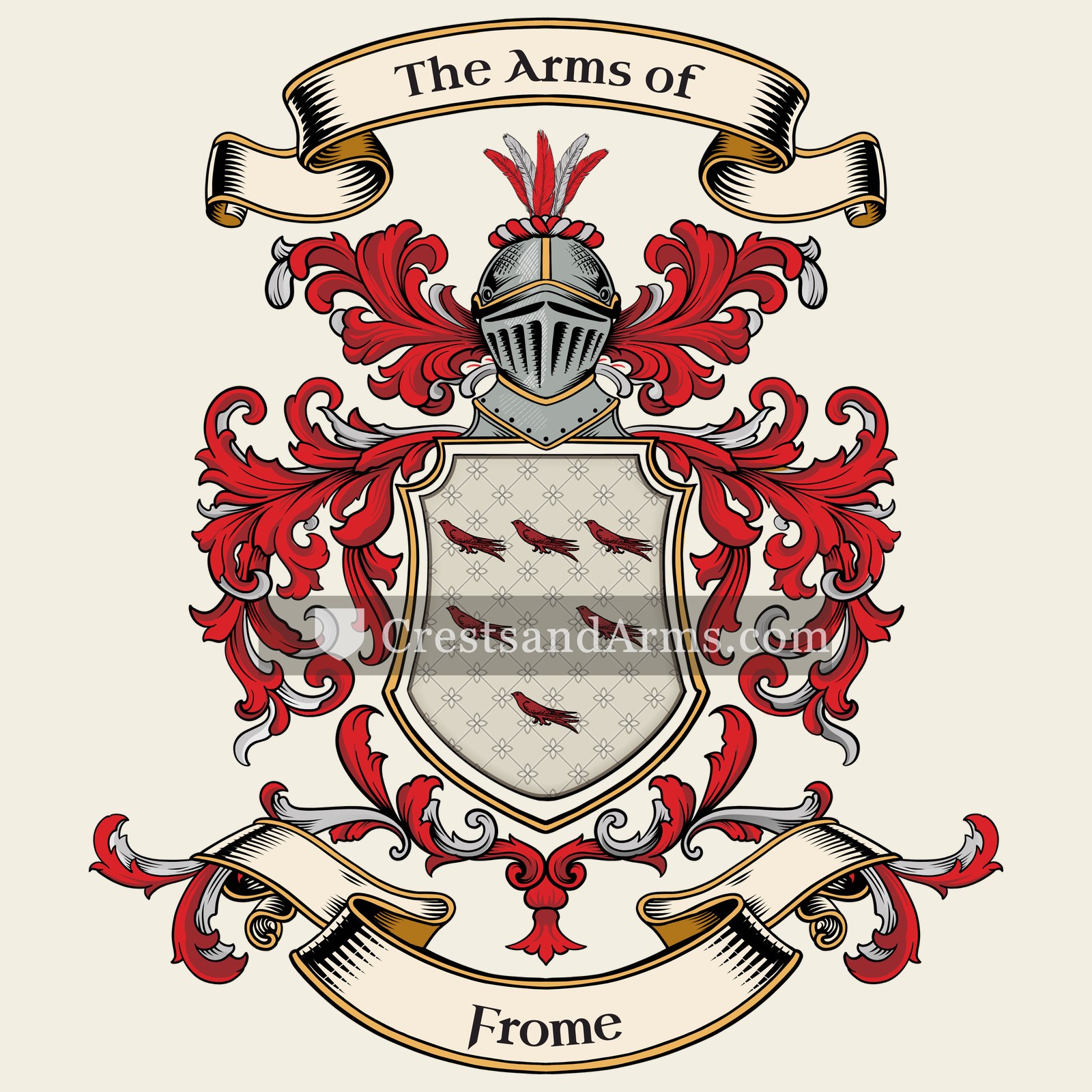 The Frome coat of arms, drawn from the recorded blazon