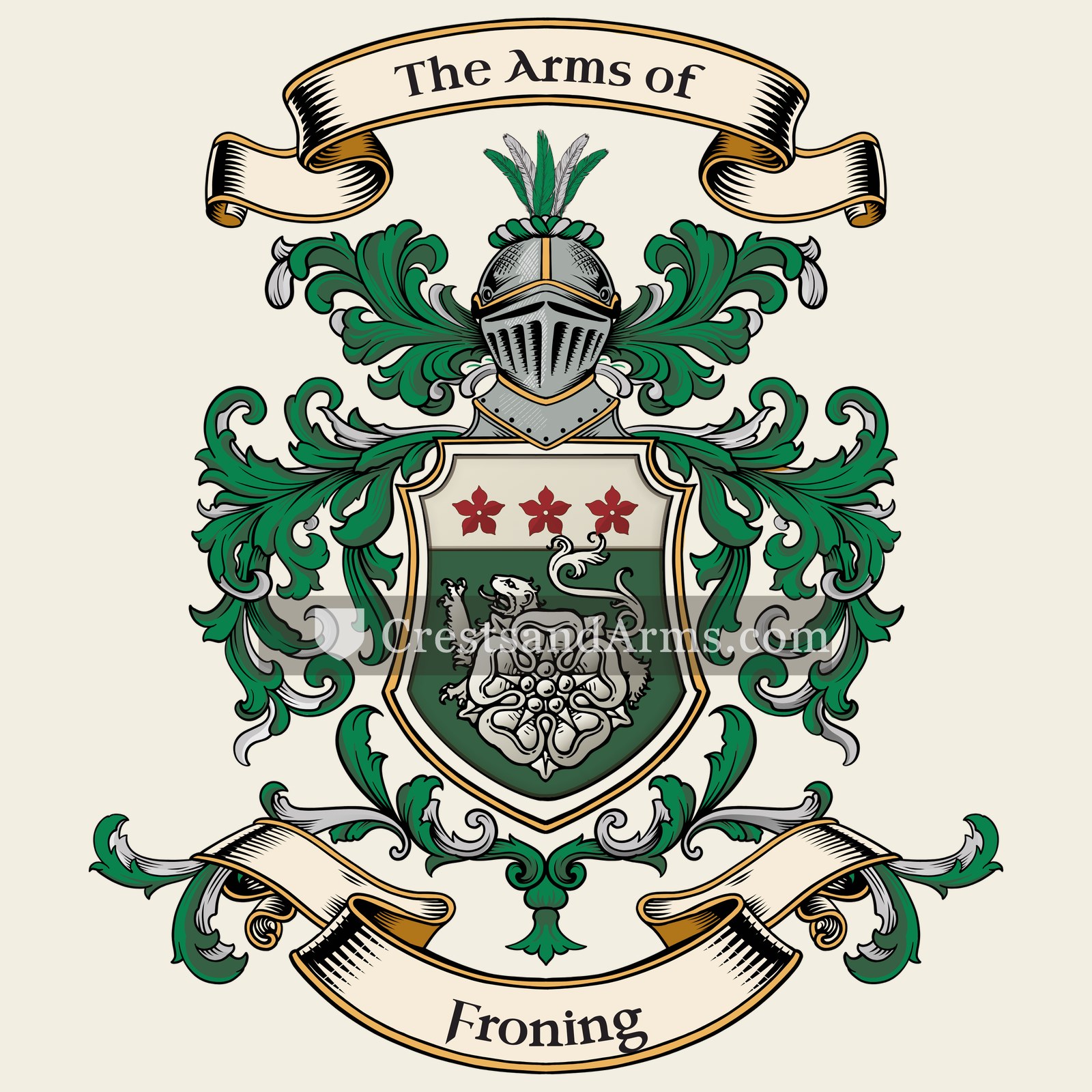 The Froning coat of arms, drawn from the recorded blazon