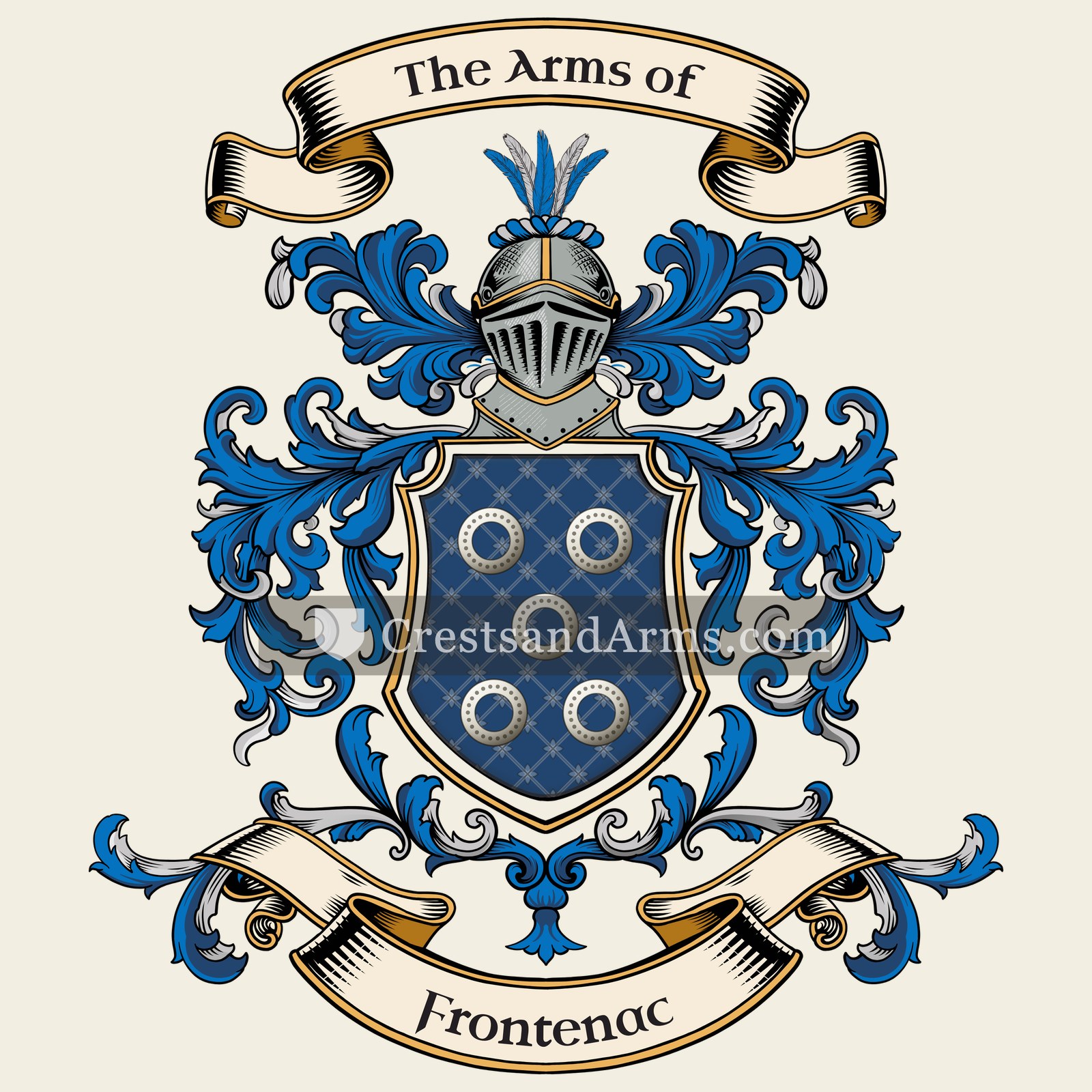 The Frontenac coat of arms, drawn from the recorded blazon