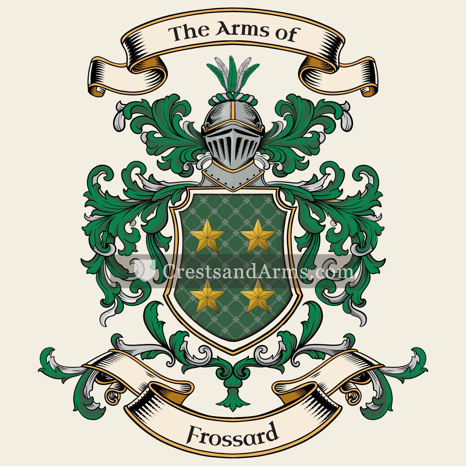 The Frossard coat of arms, drawn from the recorded blazon