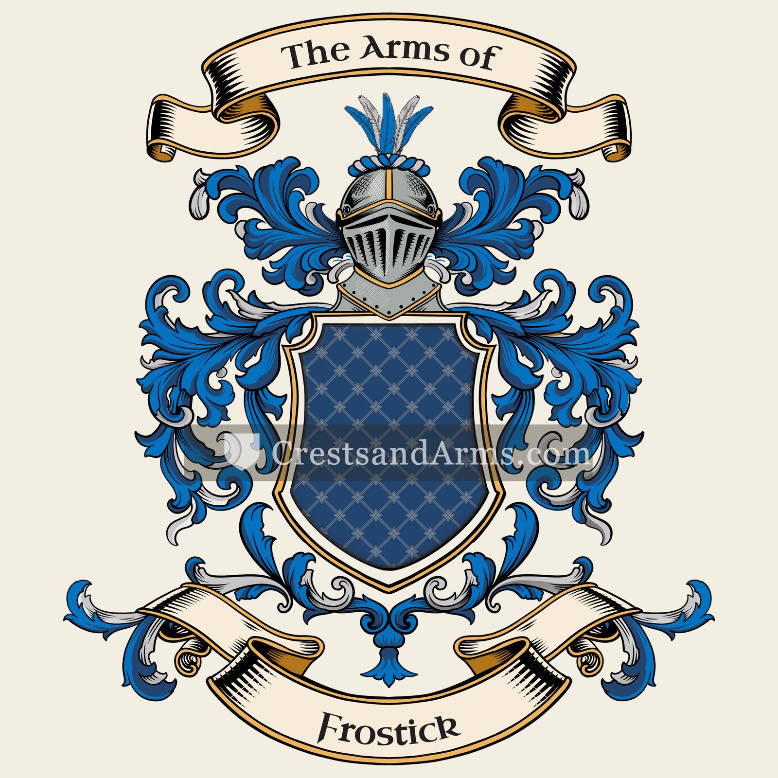 The Frostick coat of arms, drawn from the recorded blazon