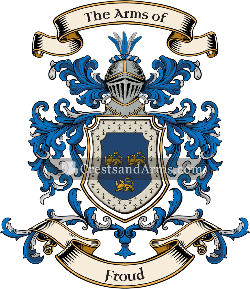 The Froud coat of arms, drawn from the recorded blazon