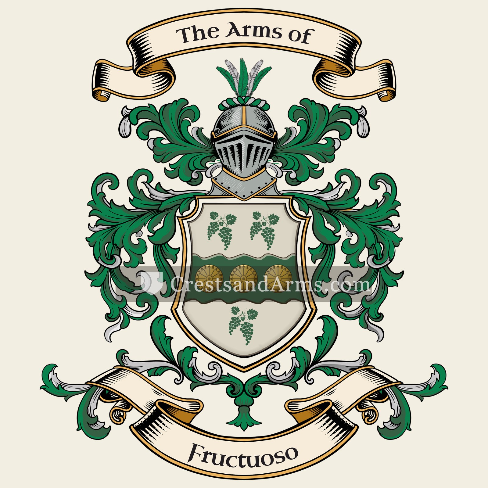 The Fructuoso coat of arms, drawn from the recorded blazon