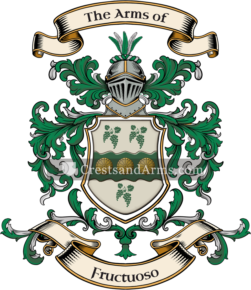 The Fructuoso coat of arms, drawn from the recorded blazon