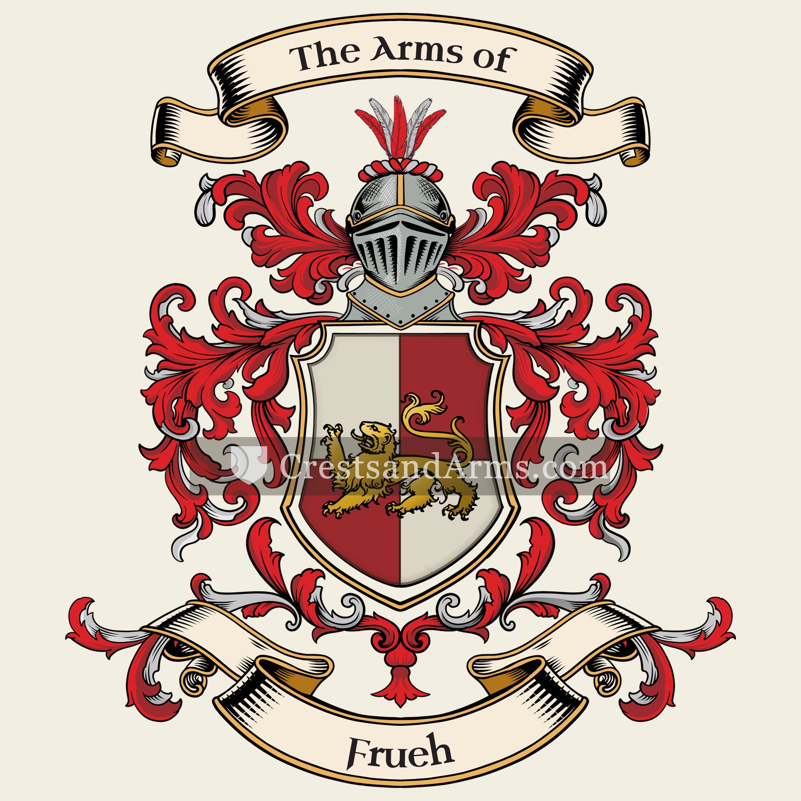 The Frueh coat of arms, drawn from the recorded blazon