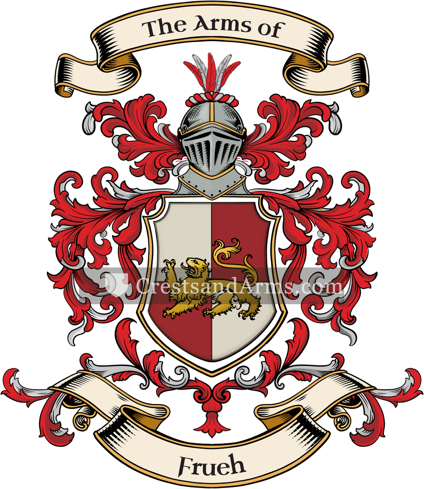 The Frueh coat of arms, drawn from the recorded blazon