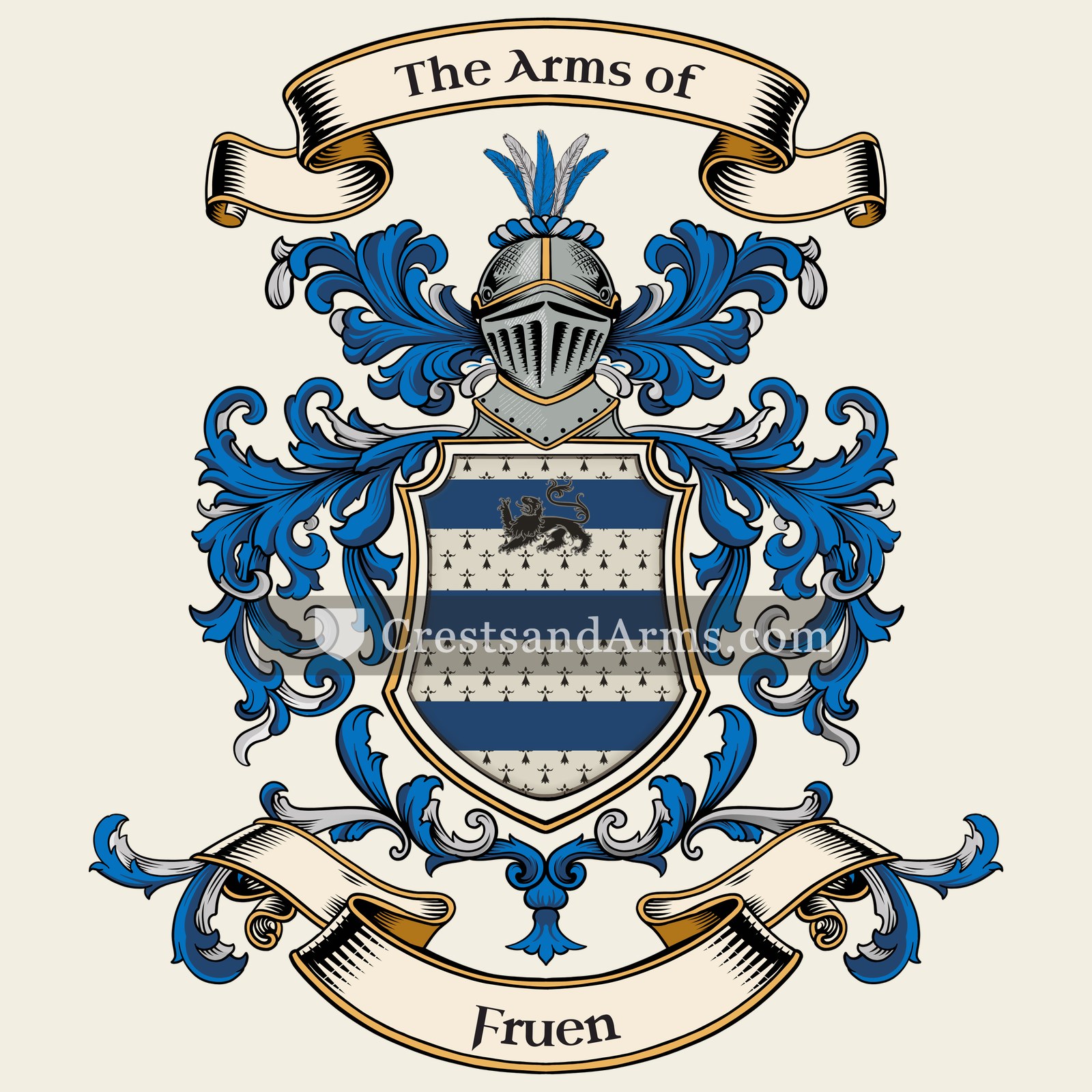 The Fruen coat of arms, drawn from the recorded blazon