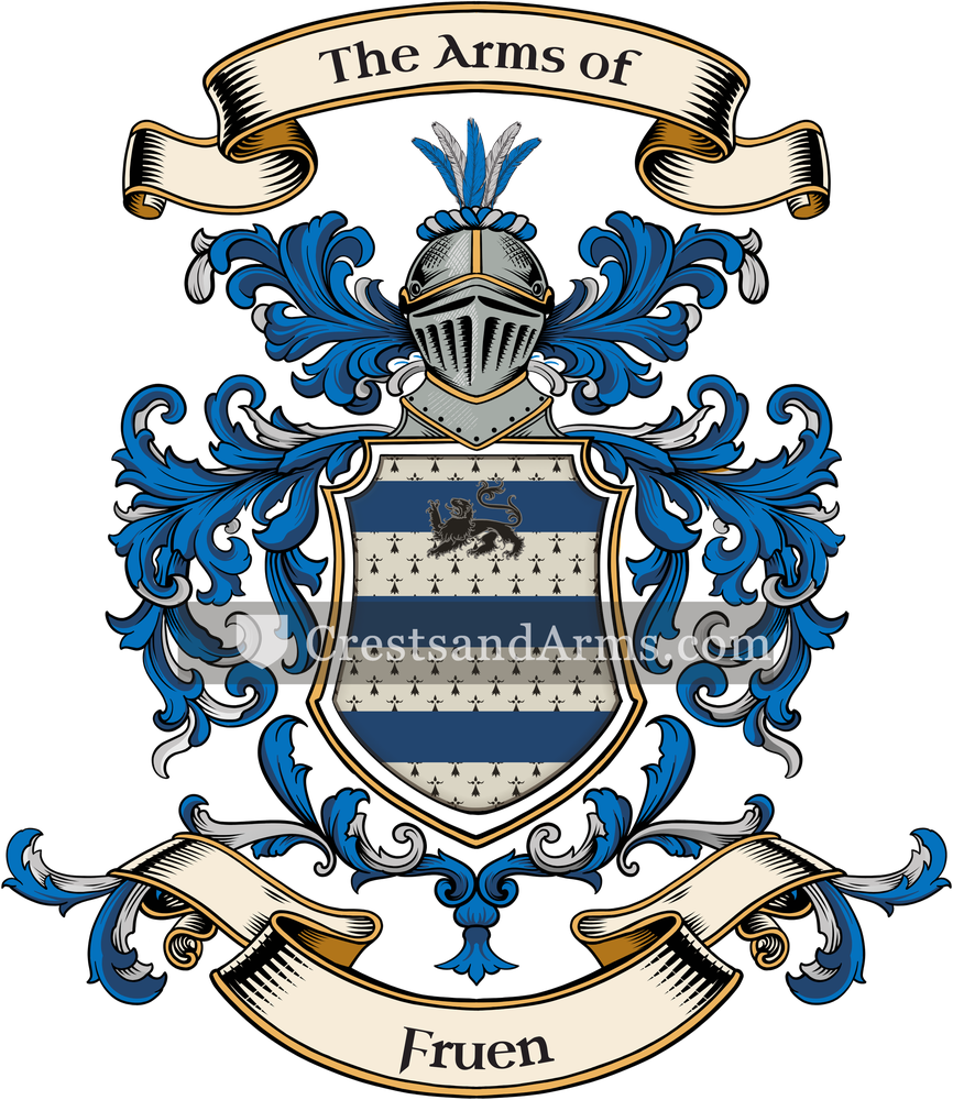 The Fruen coat of arms, drawn from the recorded blazon