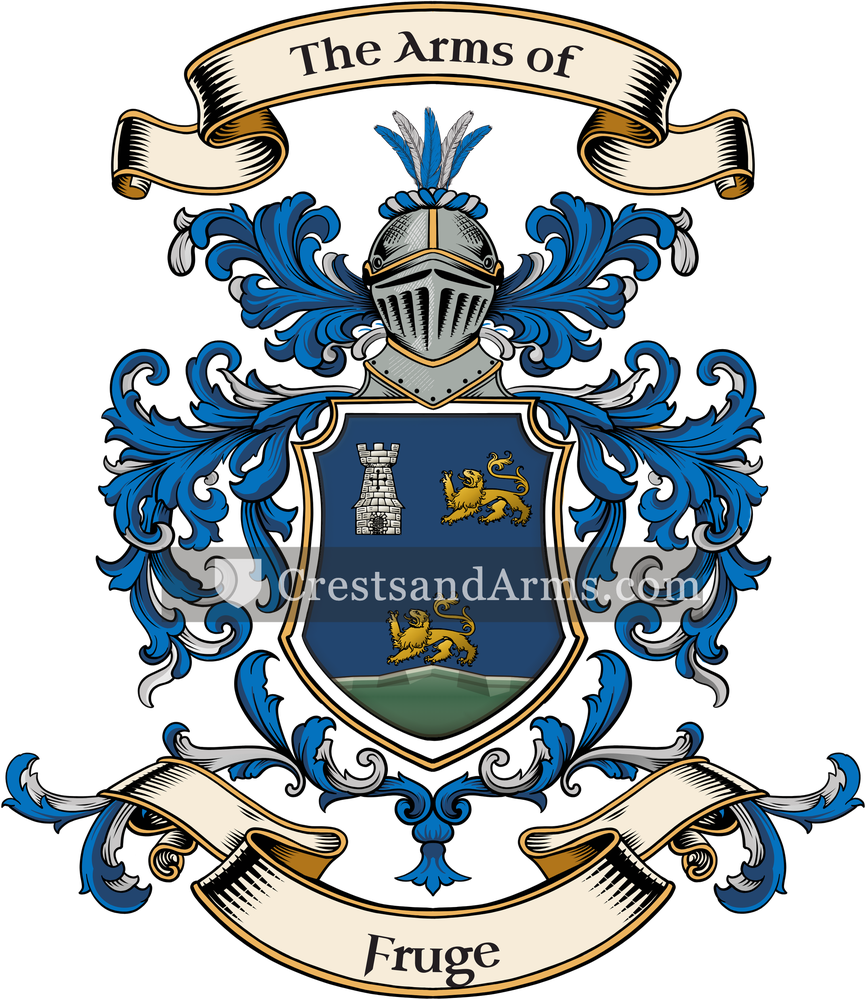 The Fruge coat of arms, drawn from the recorded blazon