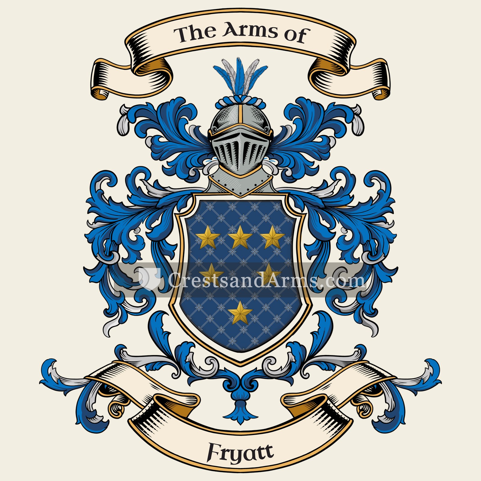 The Fryatt coat of arms, drawn from the recorded blazon