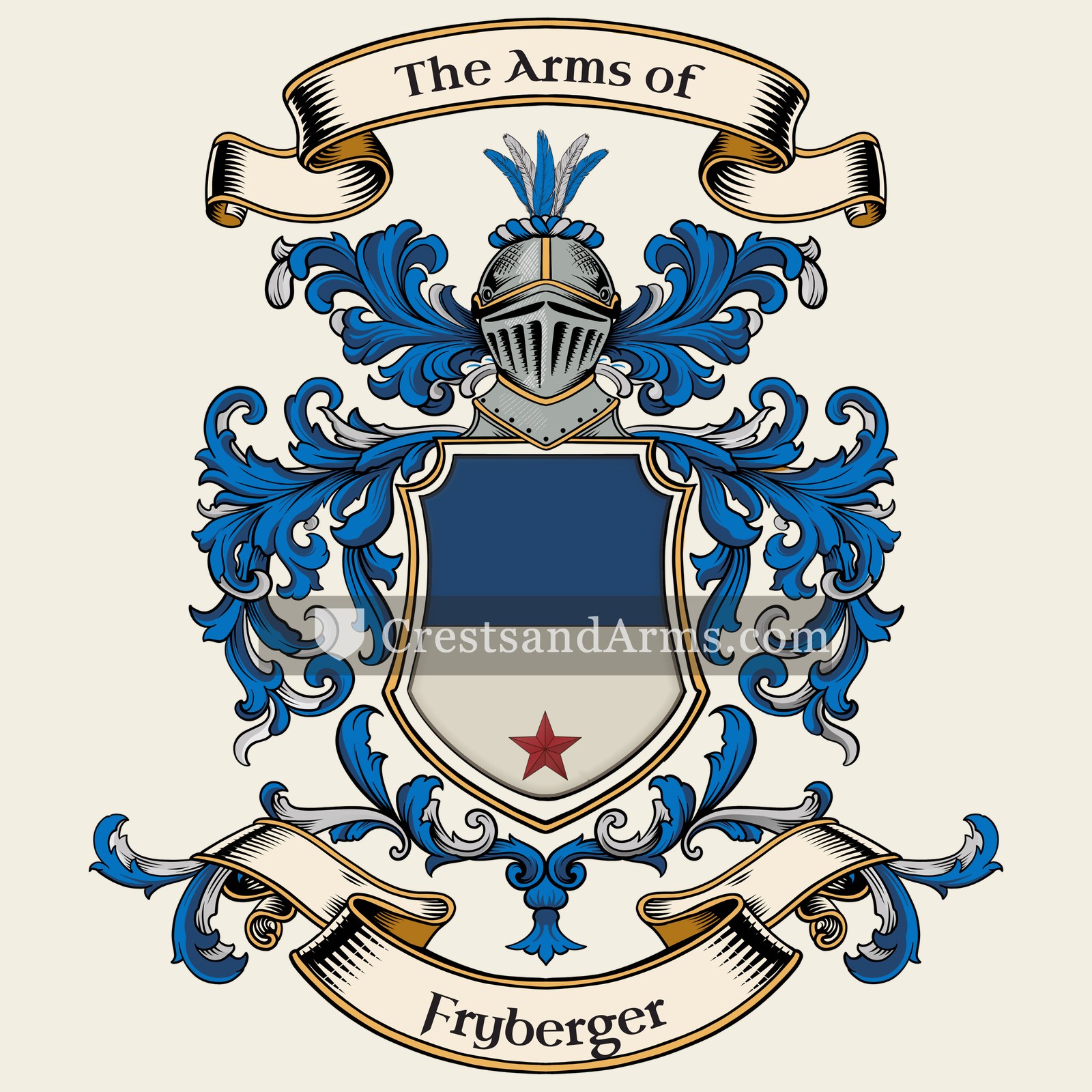 The Fryberger coat of arms, drawn from the recorded blazon