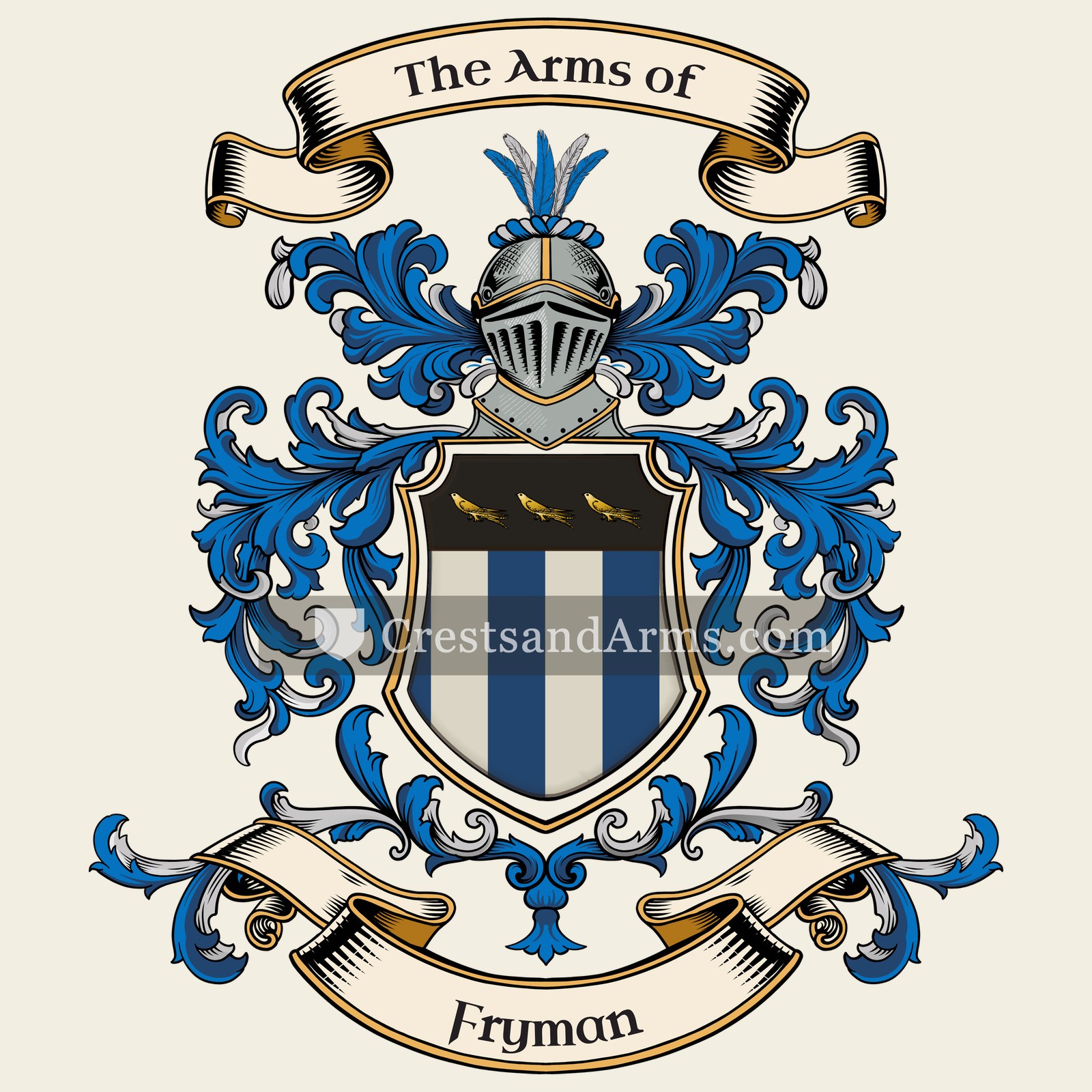 The Fryman coat of arms, drawn from the recorded blazon