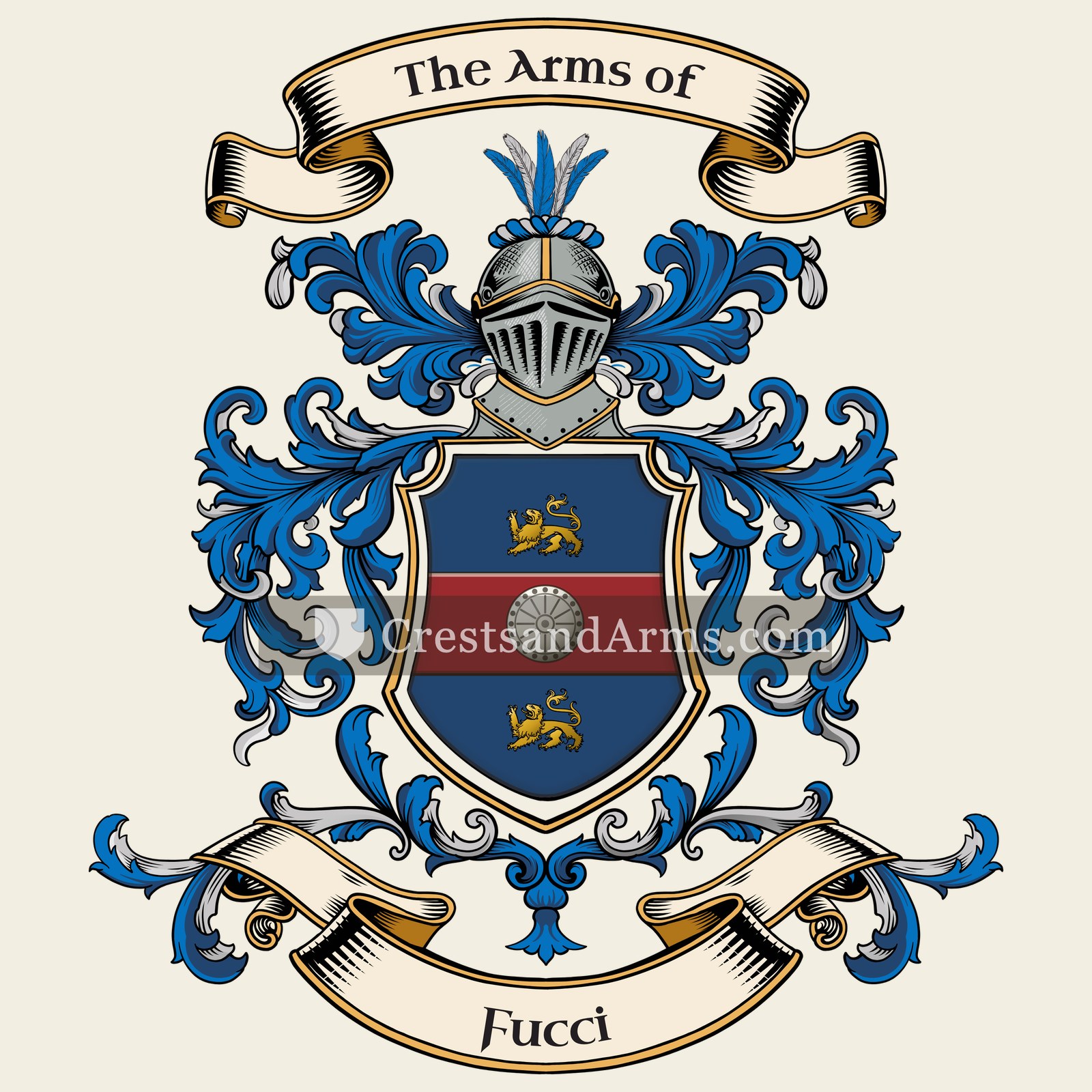 The Fucci coat of arms, drawn from the recorded blazon