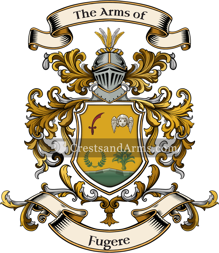 The Fugere coat of arms, drawn from the recorded blazon