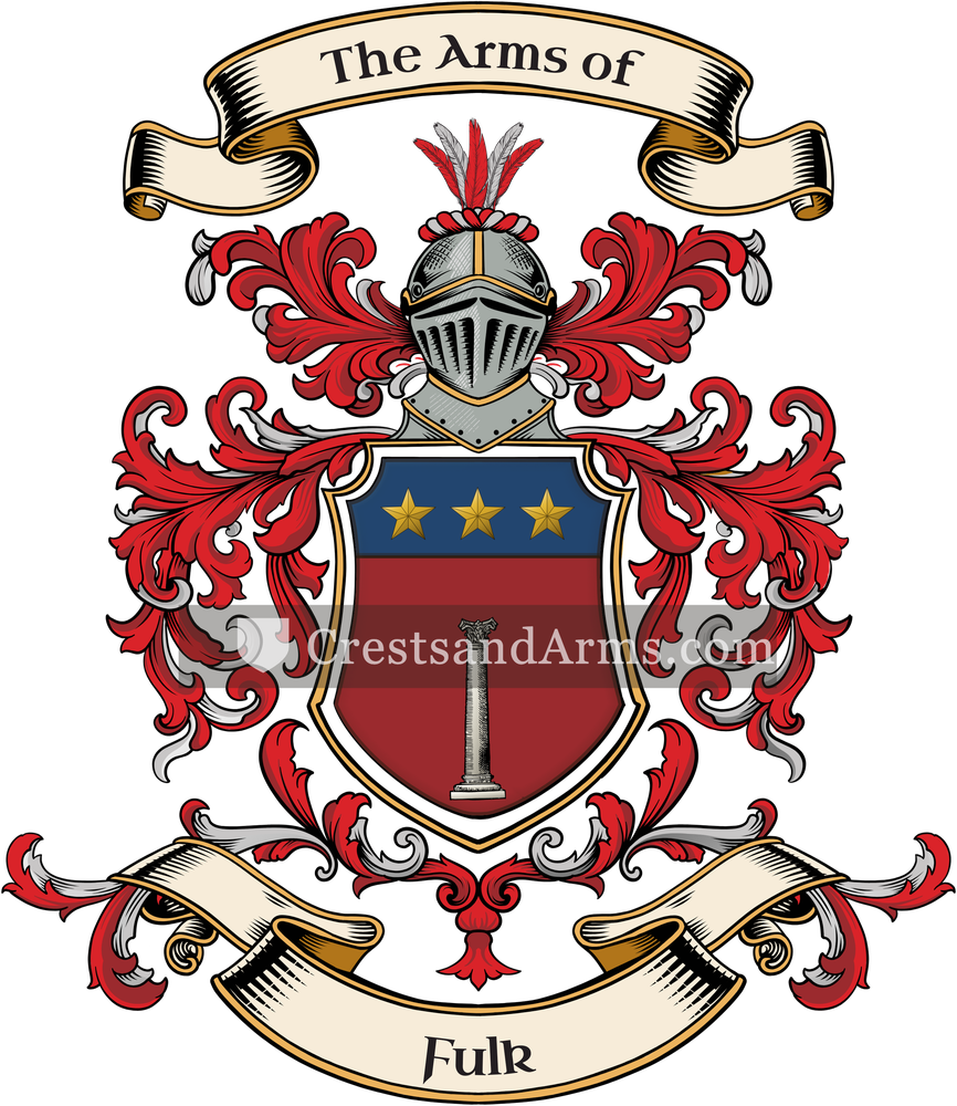 The Fulk coat of arms, drawn from the recorded blazon