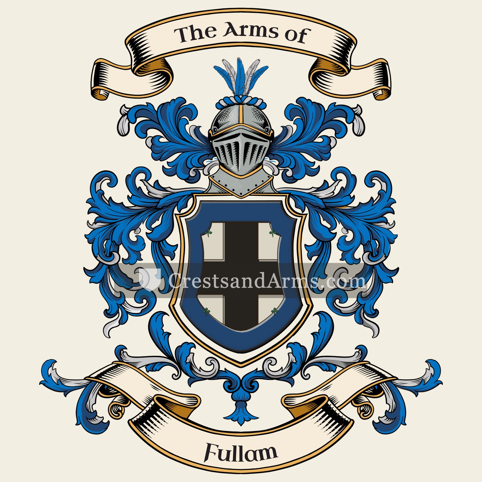 The Fullam coat of arms, drawn from the recorded blazon