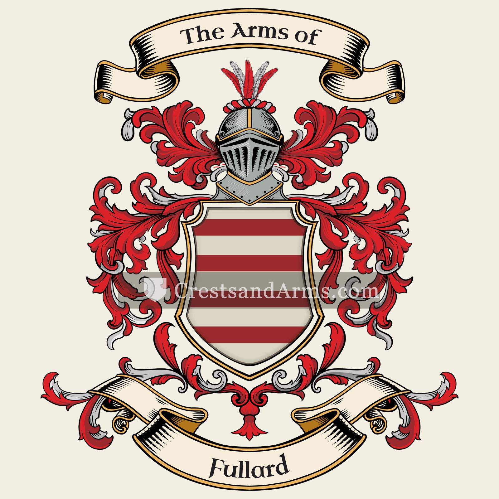 The Fullard coat of arms, drawn from the recorded blazon
