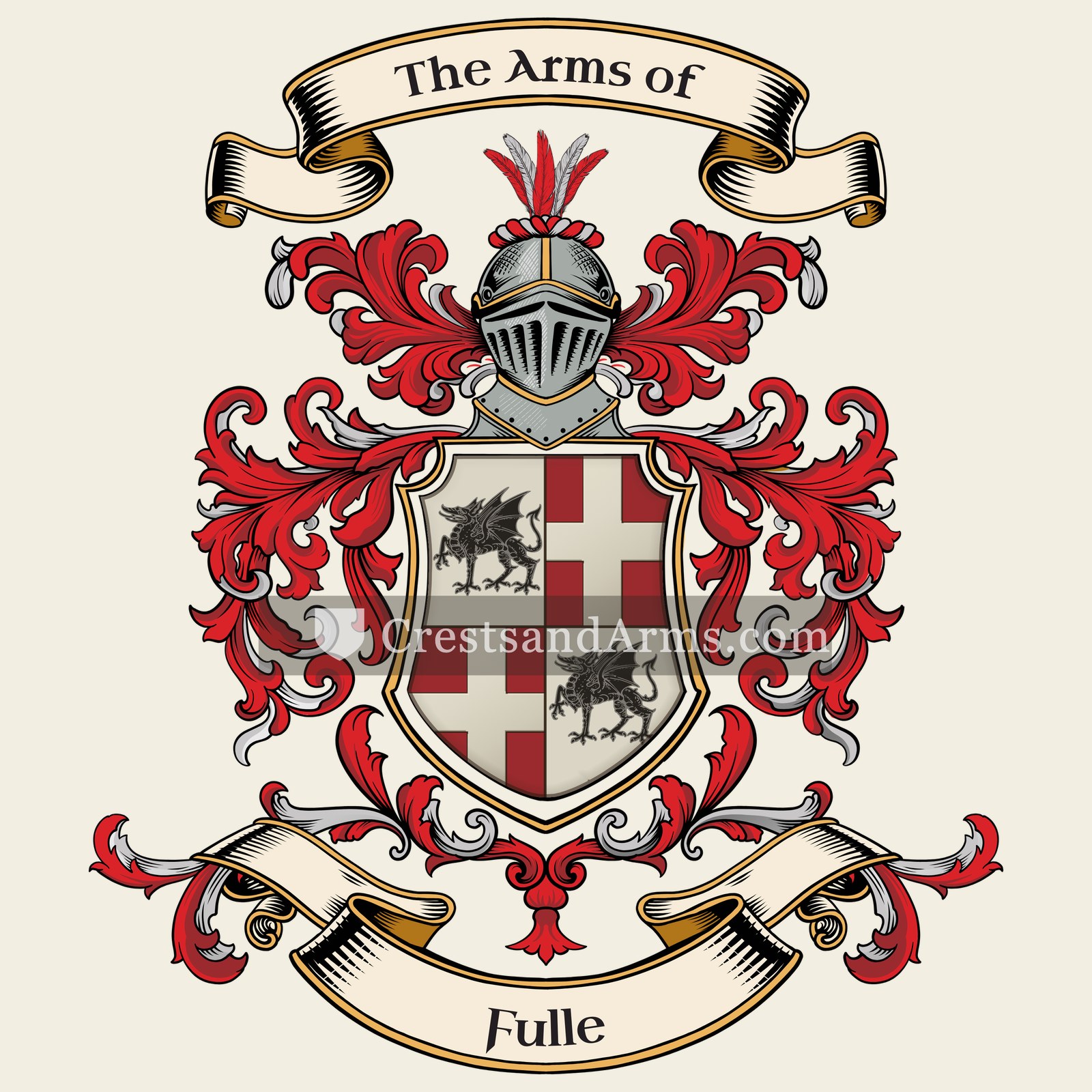 The Fulle coat of arms, drawn from the recorded blazon
