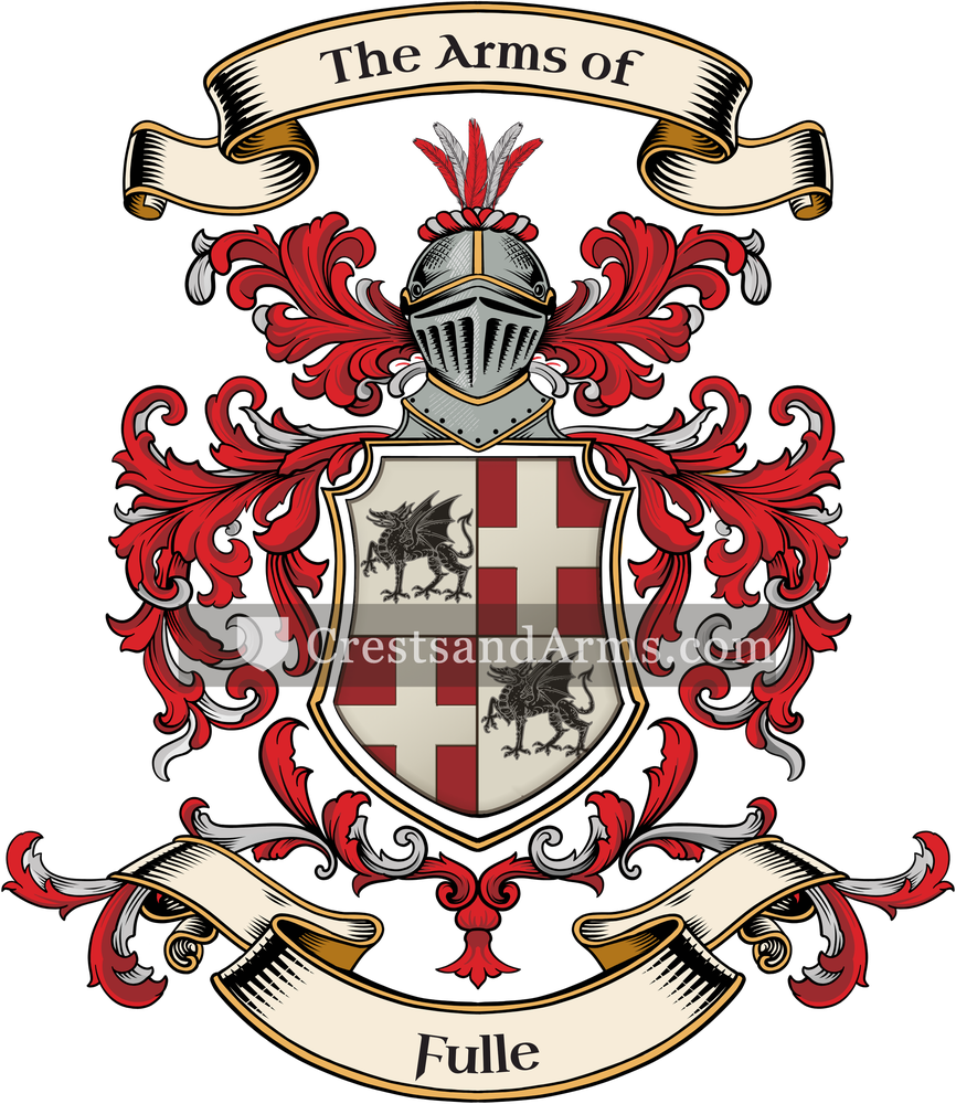 The Fulle coat of arms, drawn from the recorded blazon