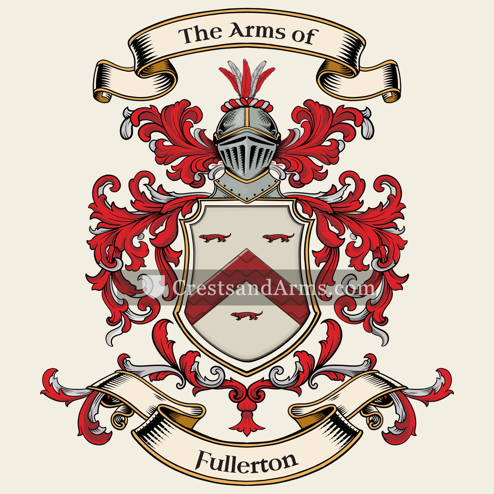 The Fullerton coat of arms, drawn from the recorded blazon
