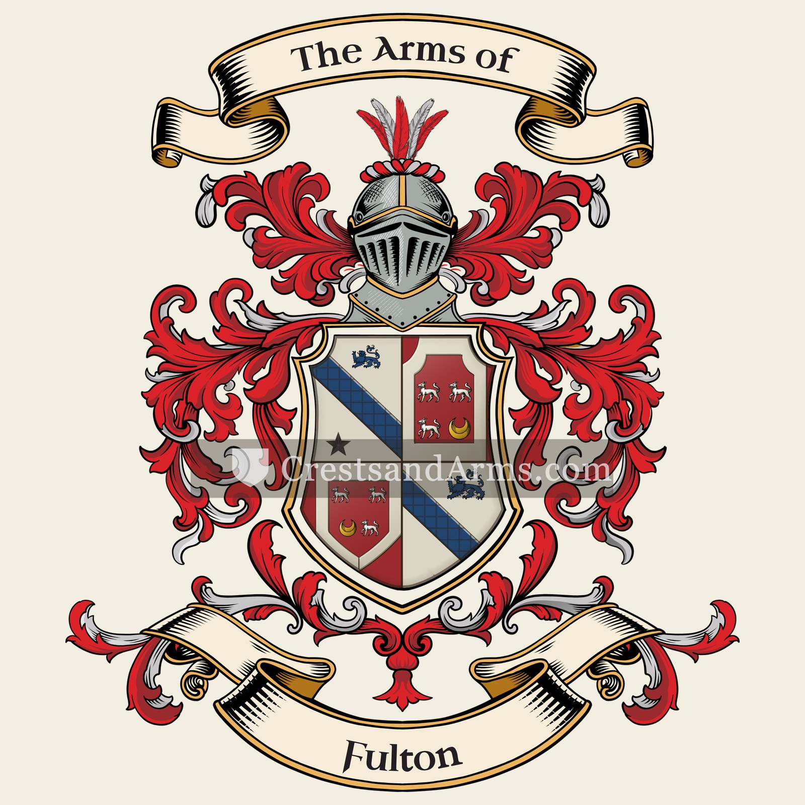 The Fulton coat of arms, drawn from the recorded blazon