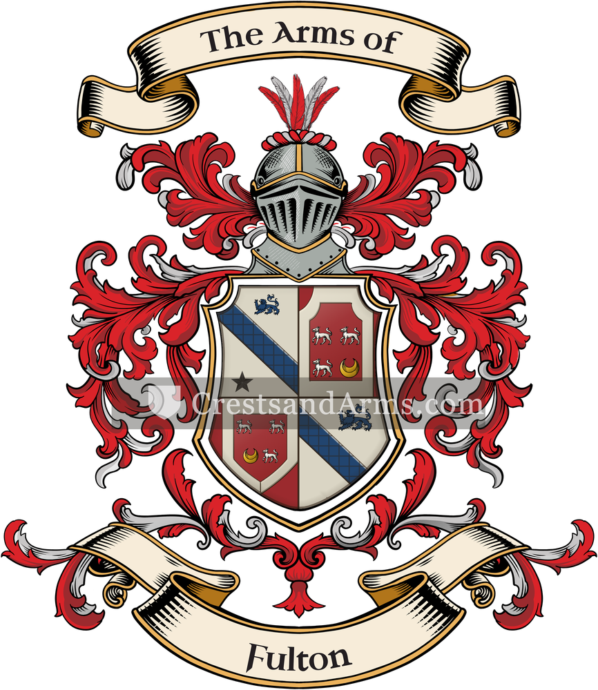 The Fulton coat of arms, drawn from the recorded blazon