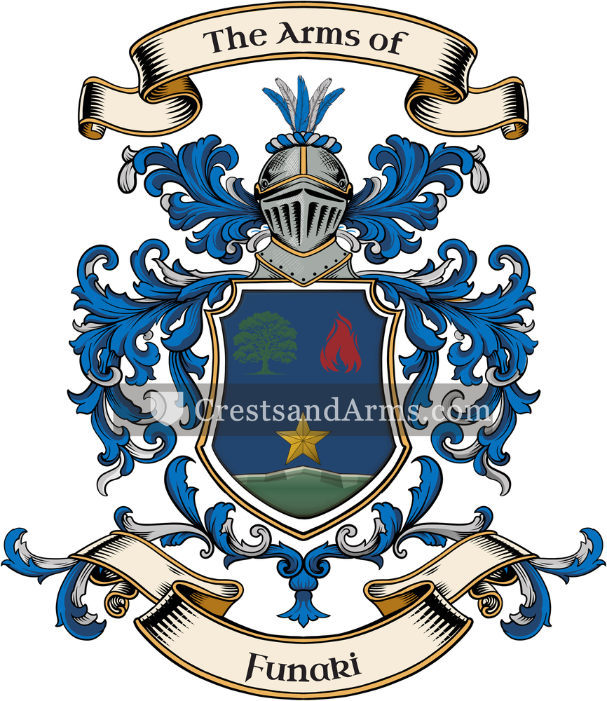 The Funaki coat of arms, drawn from the recorded blazon