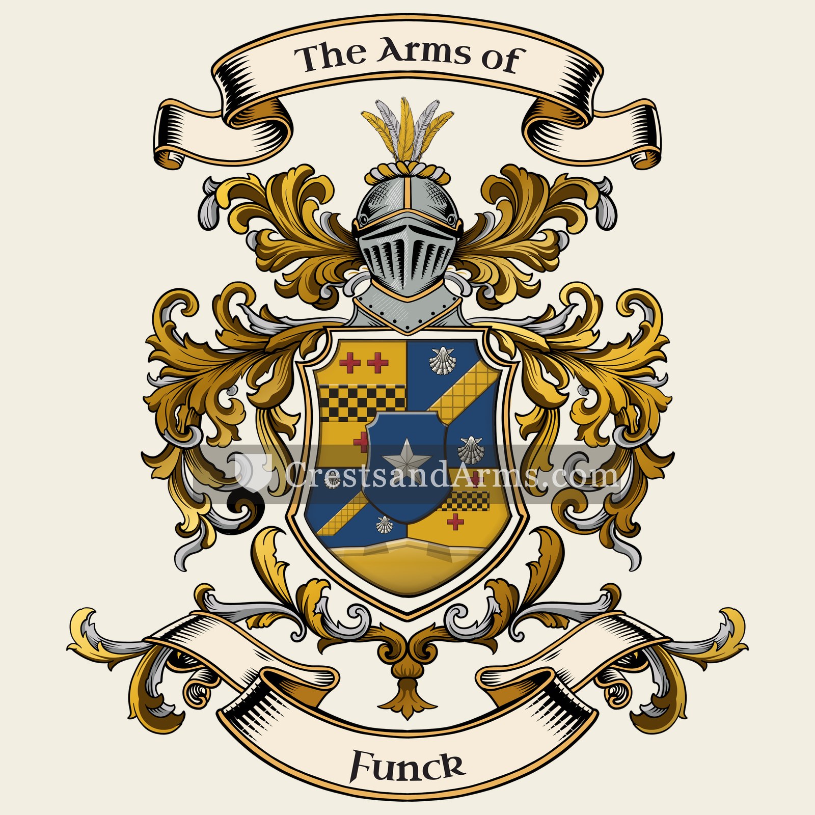 The Funck coat of arms, drawn from the recorded blazon