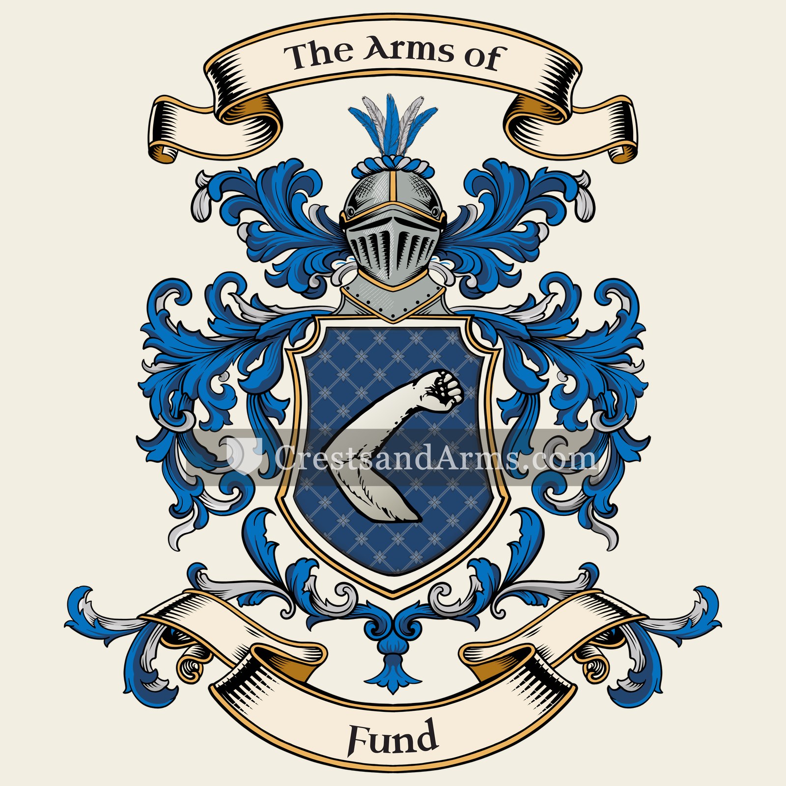 The Fund coat of arms, drawn from the recorded blazon