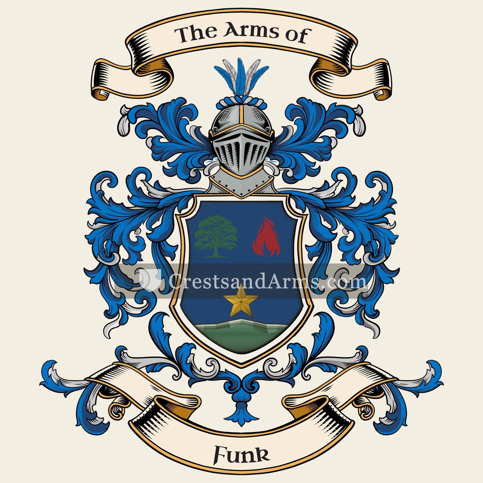 The Funk coat of arms, drawn from the recorded blazon
