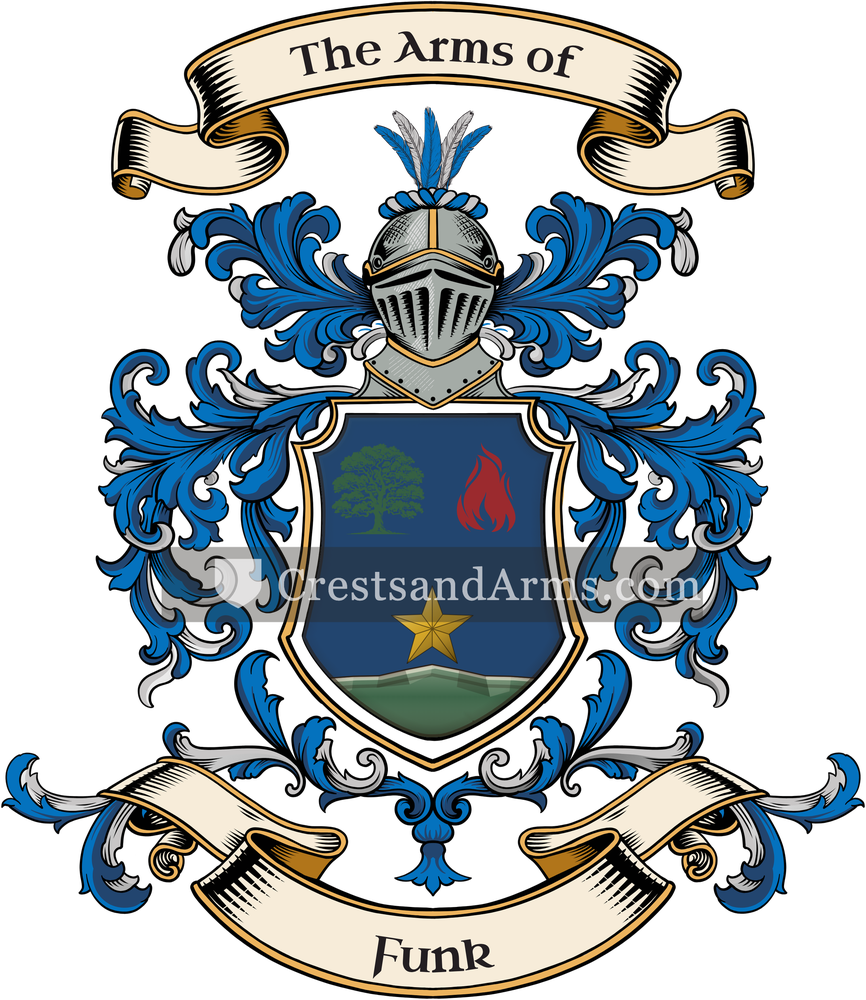 The Funk coat of arms, drawn from the recorded blazon