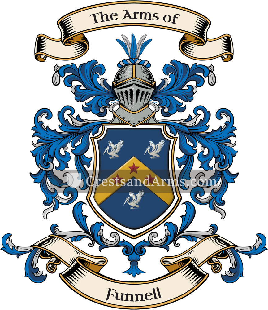 The Funnell coat of arms, drawn from the recorded blazon