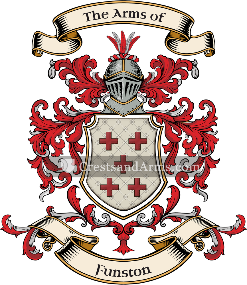 The Funston coat of arms, drawn from the recorded blazon